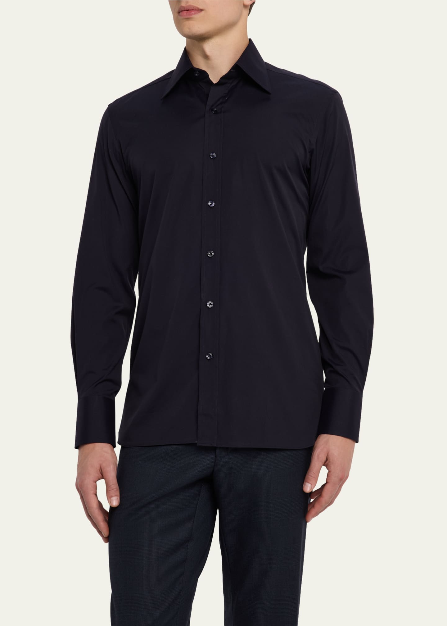 TOM FORD Men's Poplin Point-Collar Dress Shirt Image 4 of 5