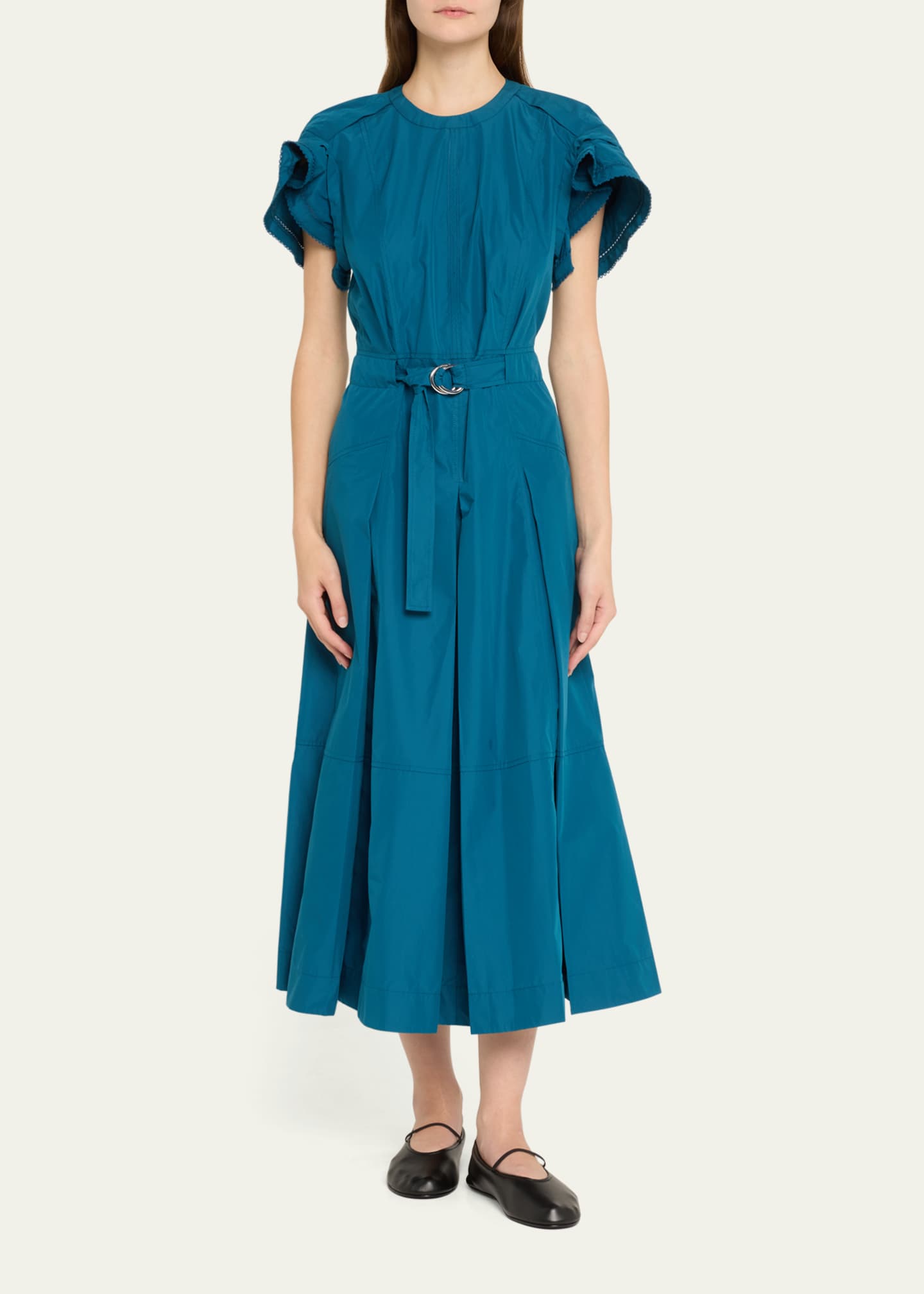 3.1 Phillip Lim Draped Short-Sleeve Belted Midi Dress Image 2 of 5