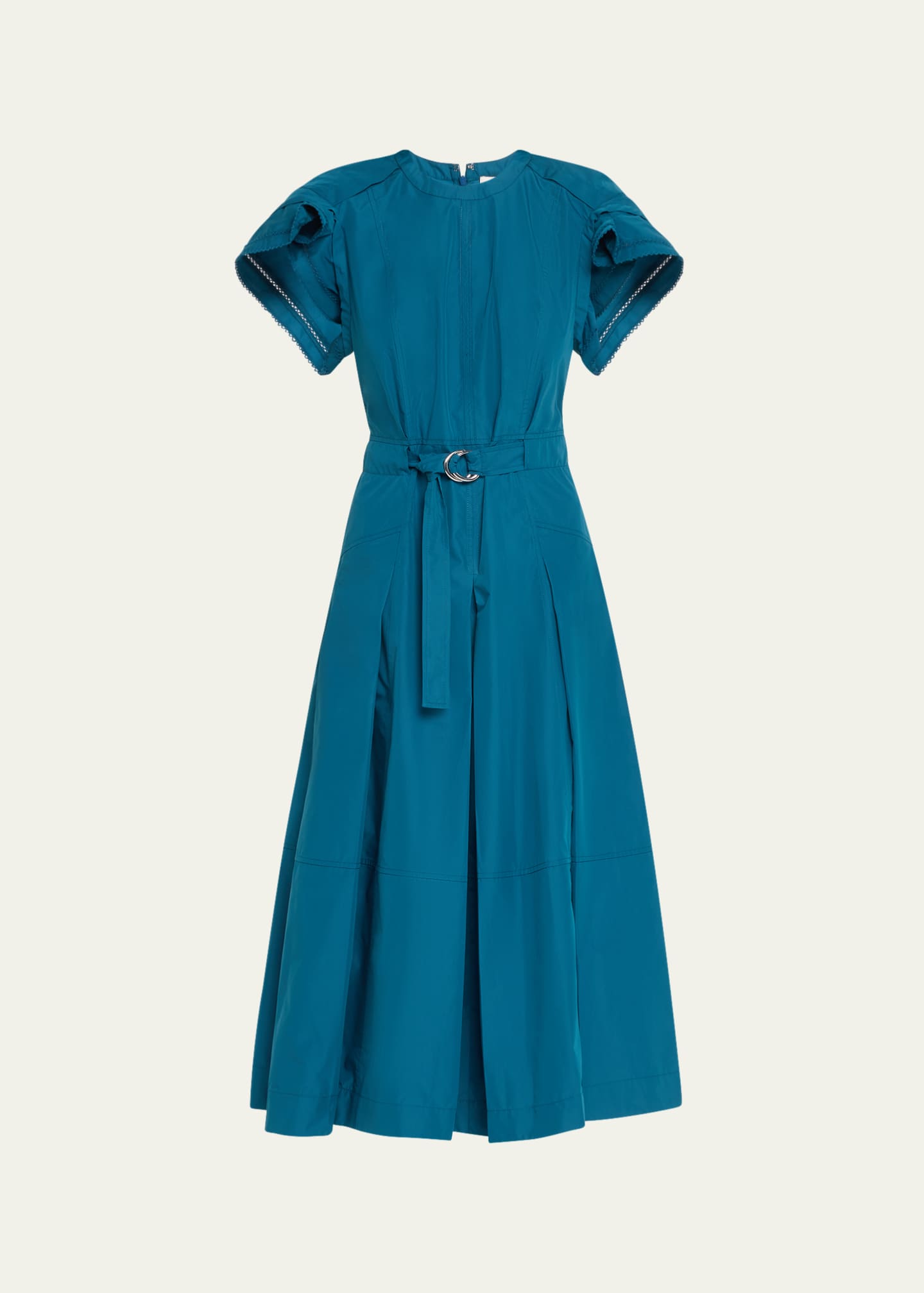 3.1 Phillip Lim Draped Short-Sleeve Belted Midi Dress Image 1 of 5