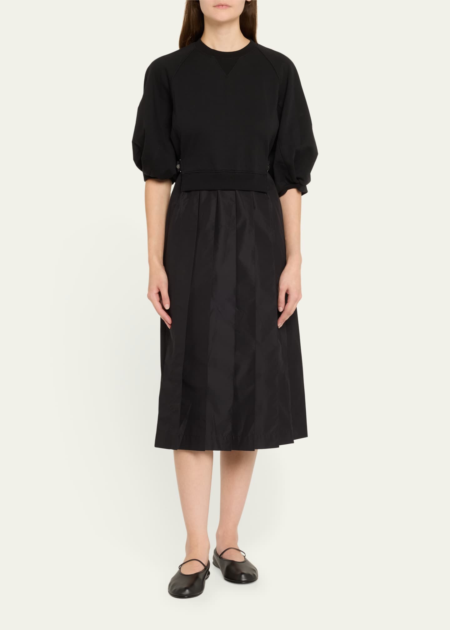 3.1 Phillip Lim Pleated Combo Sweatshirt Midi Dress Image 2 of 5