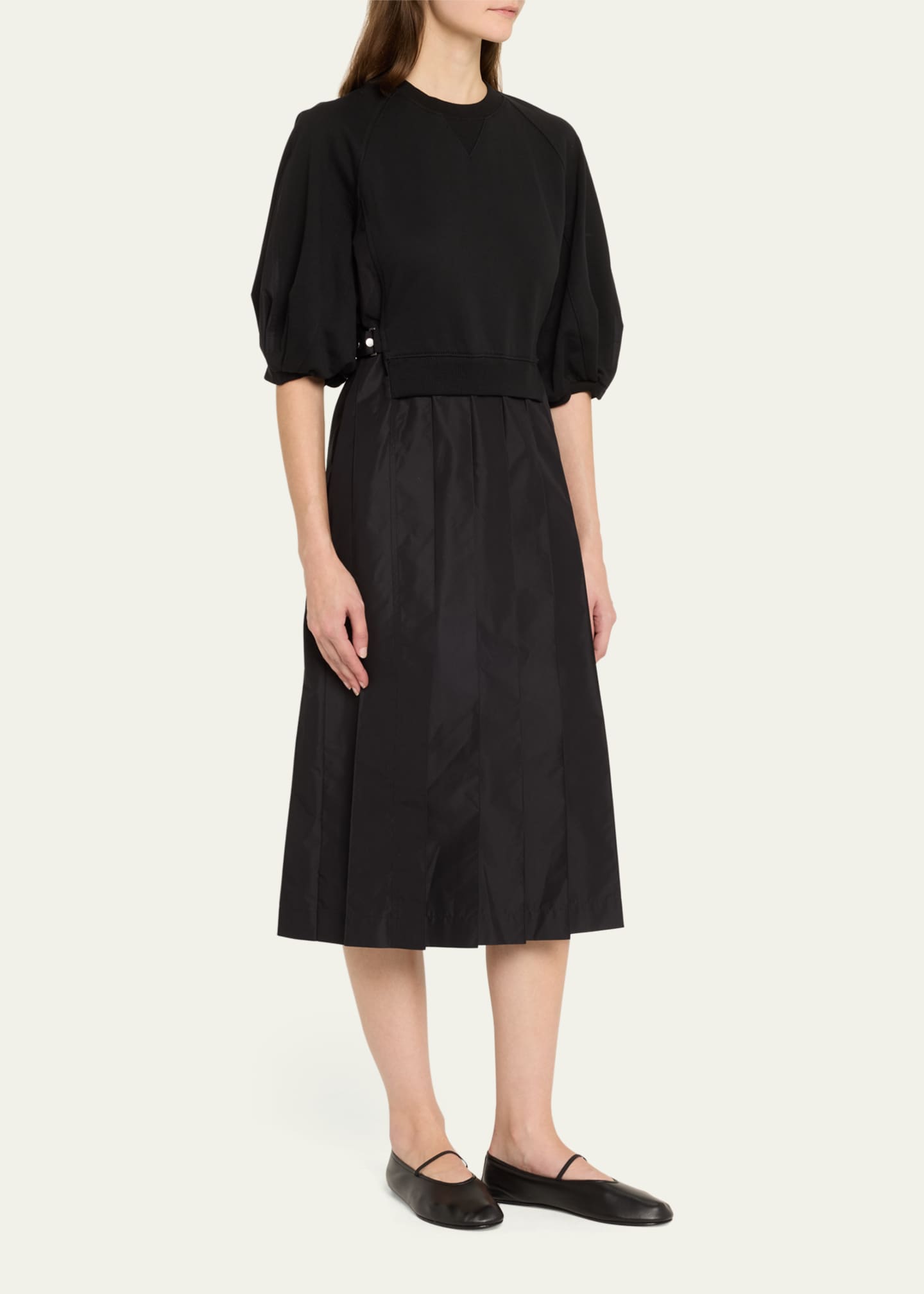 3.1 Phillip Lim Pleated Combo Sweatshirt Midi Dress Image 4 of 5