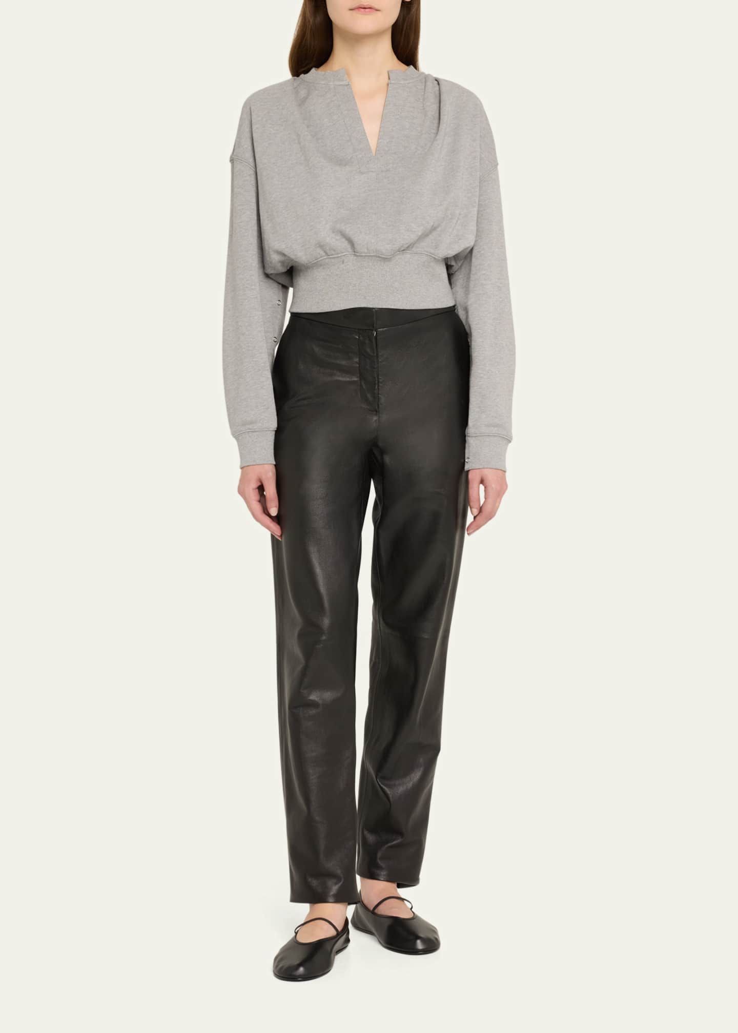 3.1 Phillip Lim Cropped Sweatshirt with Inseam Snaps Image 2 of 5