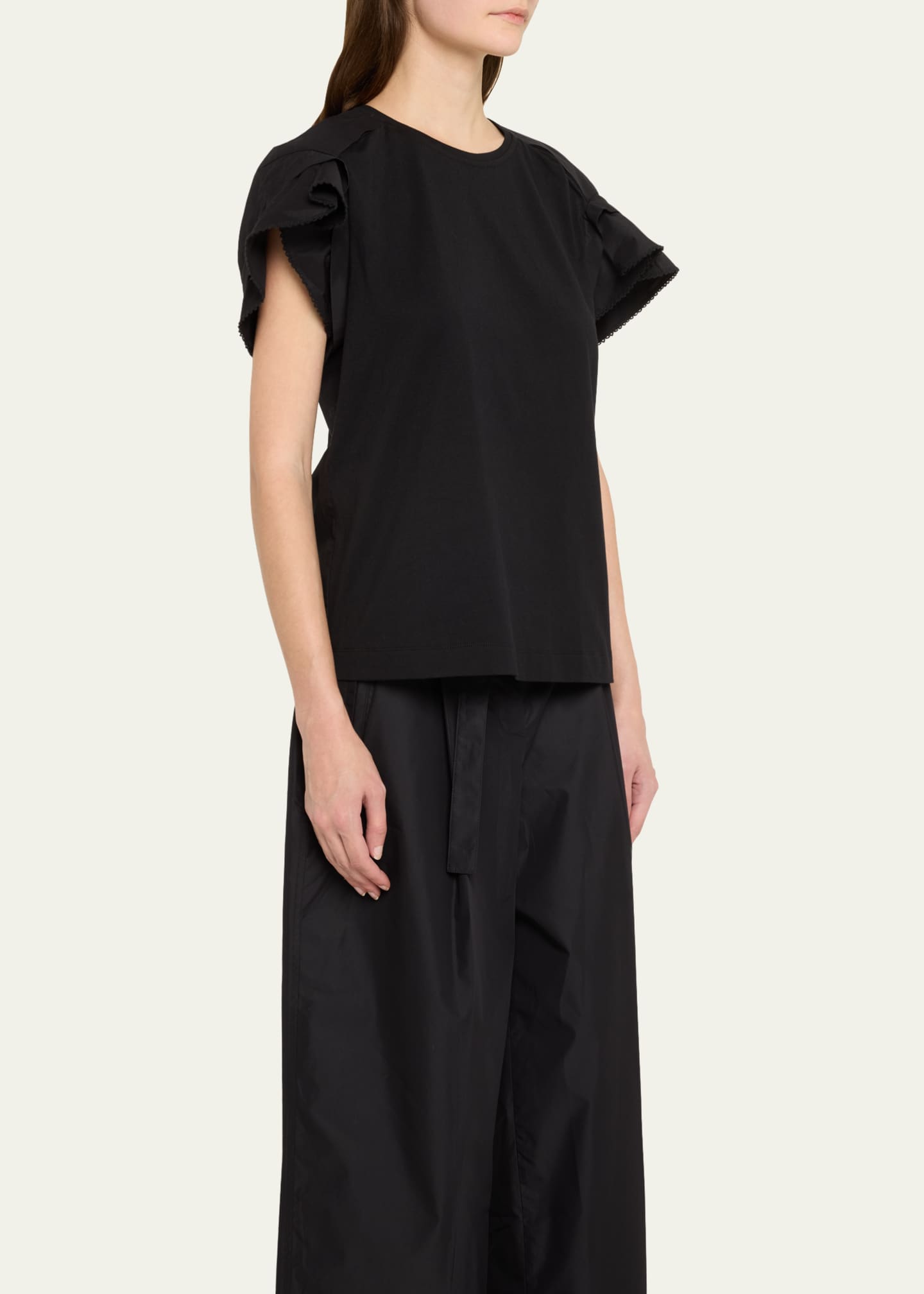 3.1 Phillip Lim Draped-Sleeve Combo T-Shirt Image 4 of 5