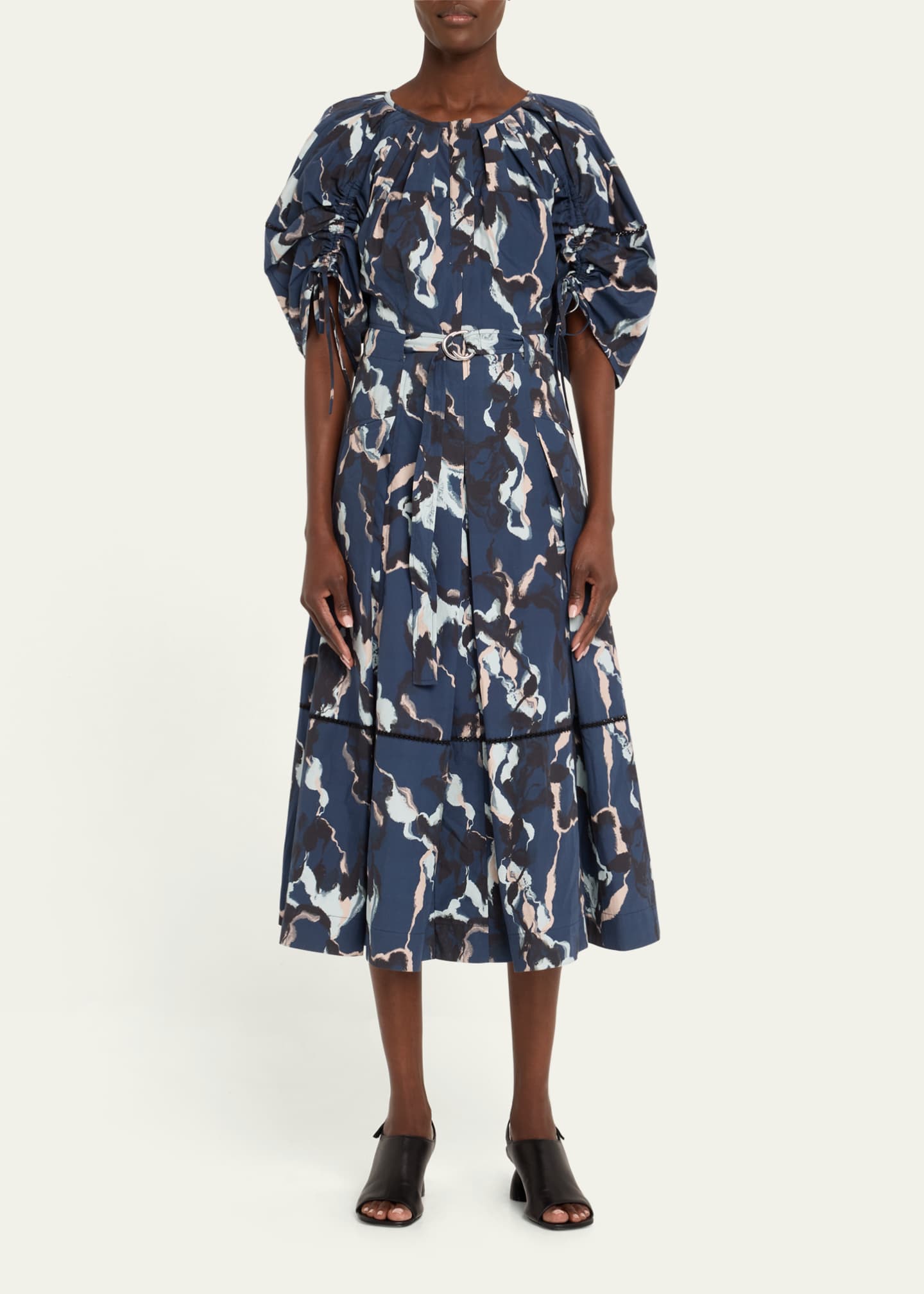 3.1 Phillip Lim Shirred Belted Midi Dress Image 2 of 5