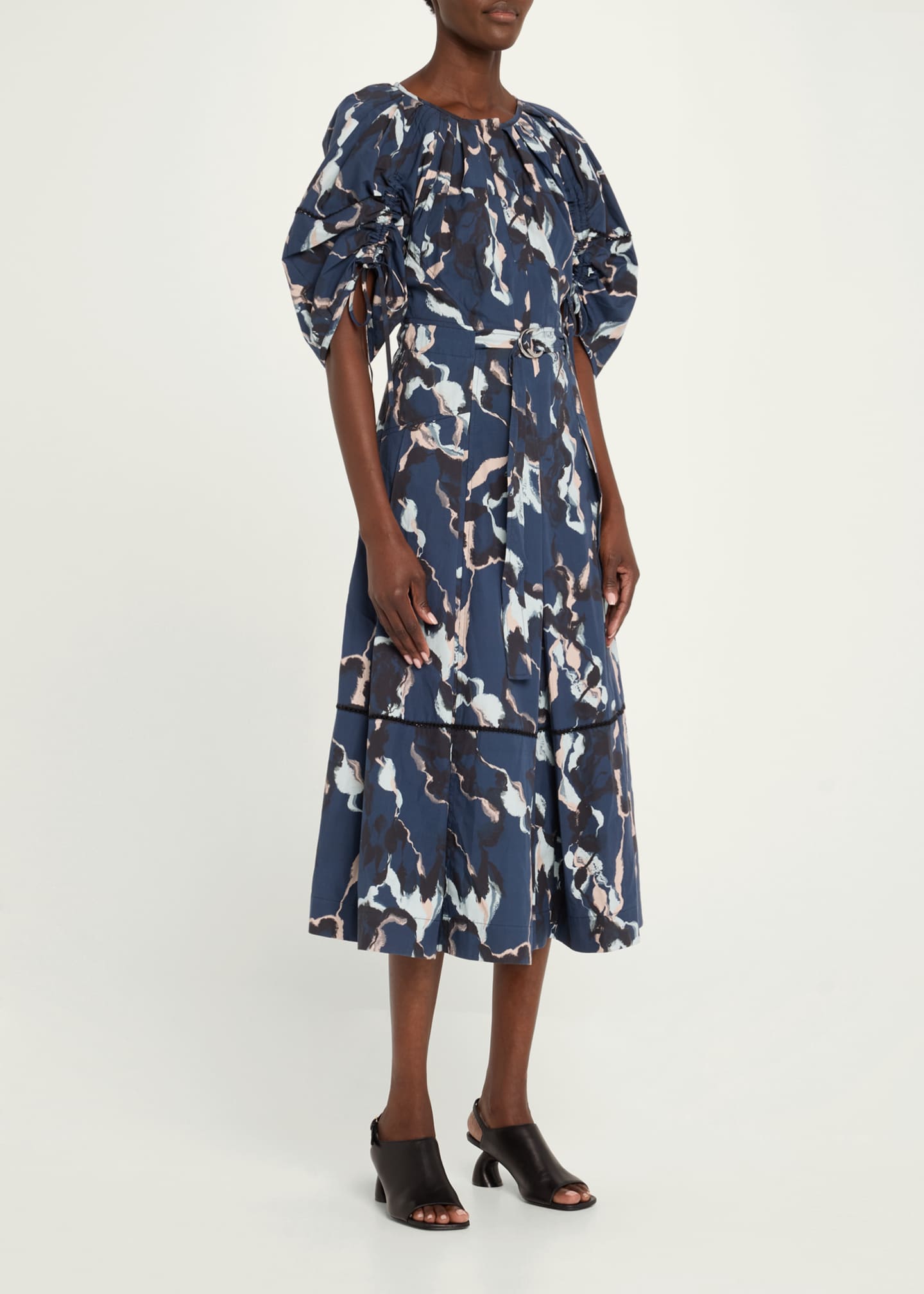 3.1 Phillip Lim Shirred Belted Midi Dress Image 4 of 5