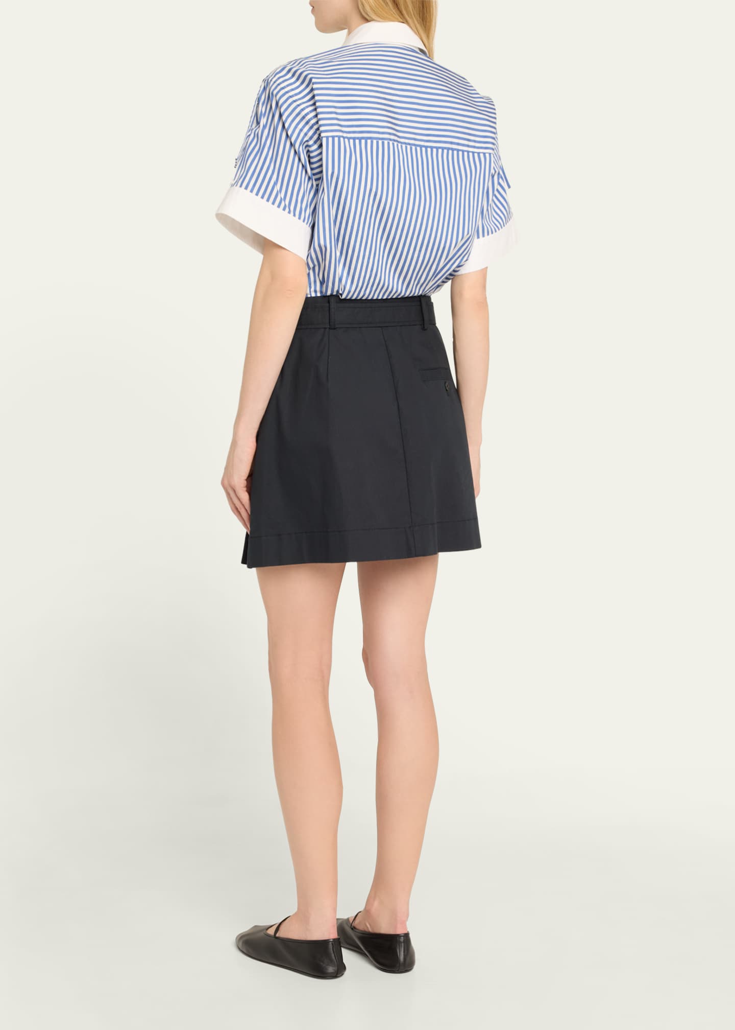 3.1 Phillip Lim Short-Sleeve Combo Mini Shirtdress Image 3 of 5