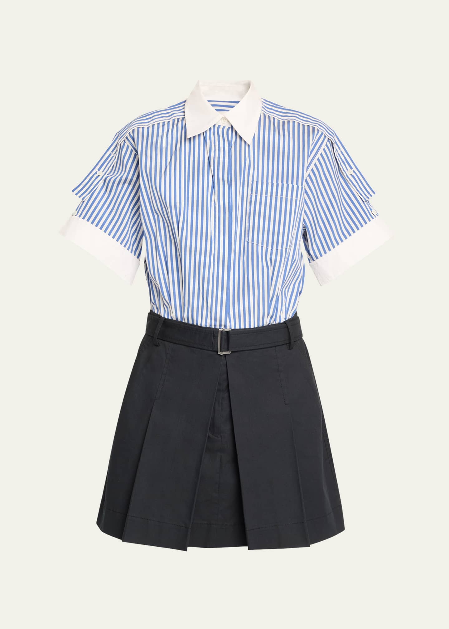3.1 Phillip Lim Short-Sleeve Combo Mini Shirtdress Image 1 of 5