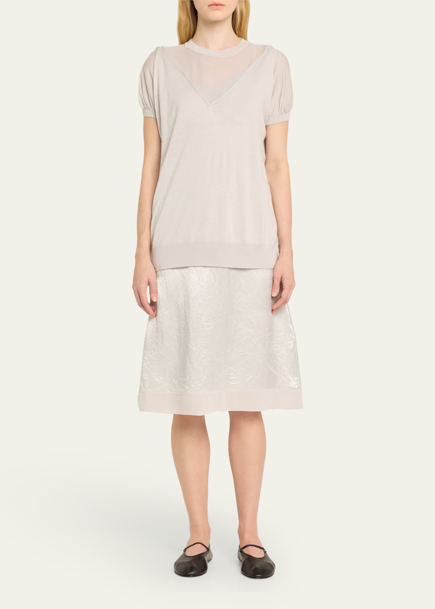 3.1 Phillip Lim Short-Sleeve Multi-Combo Midi Dress Image 2 of 5