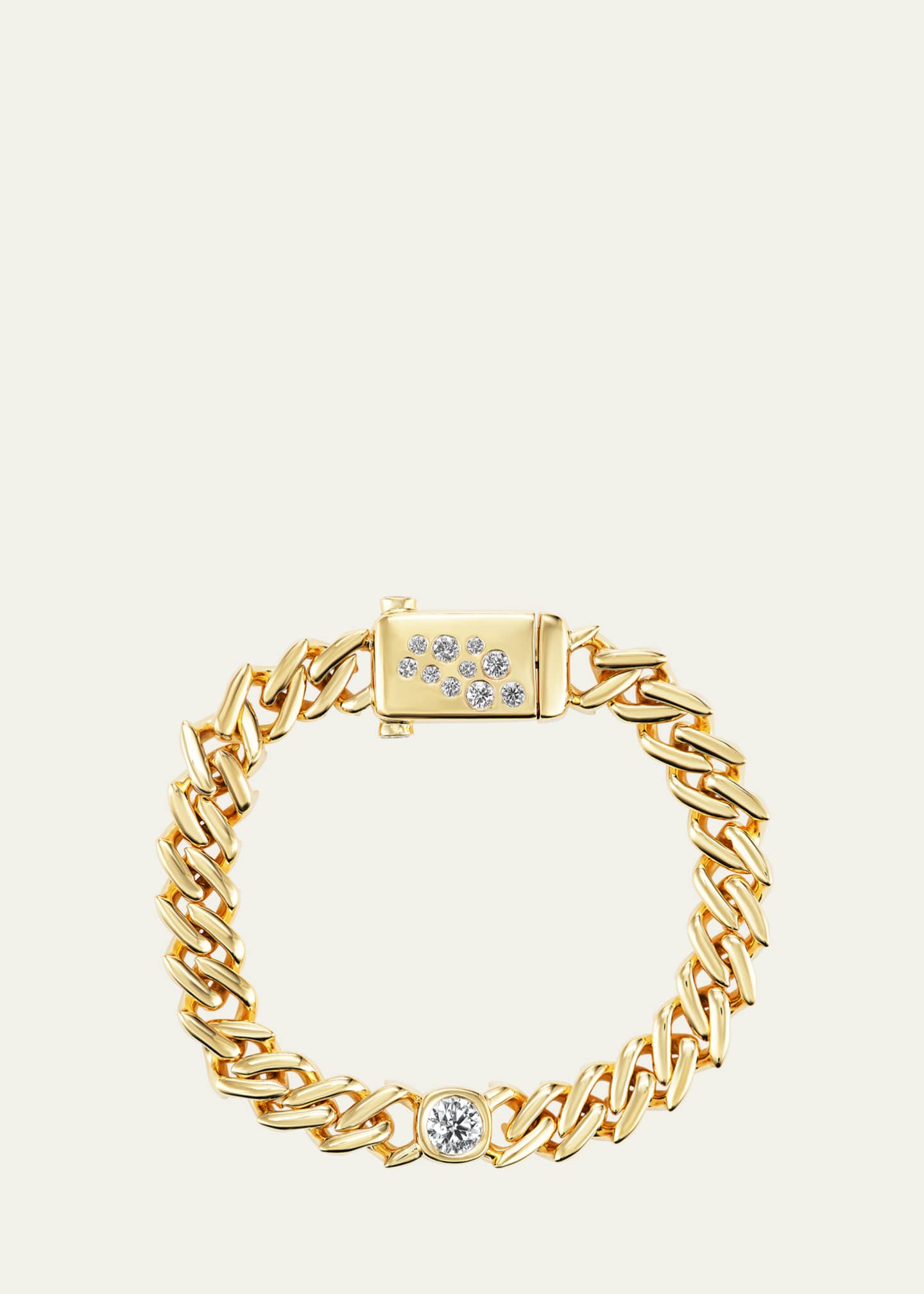 Uniform Object 18K Yellow Gold Diamond Curb Chain Bracelet Image 1 of 2