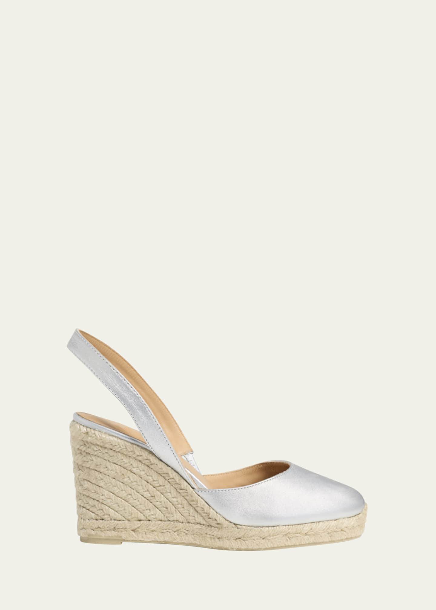 Castaner Carissa Metallic Leather Wedge Espadrilles