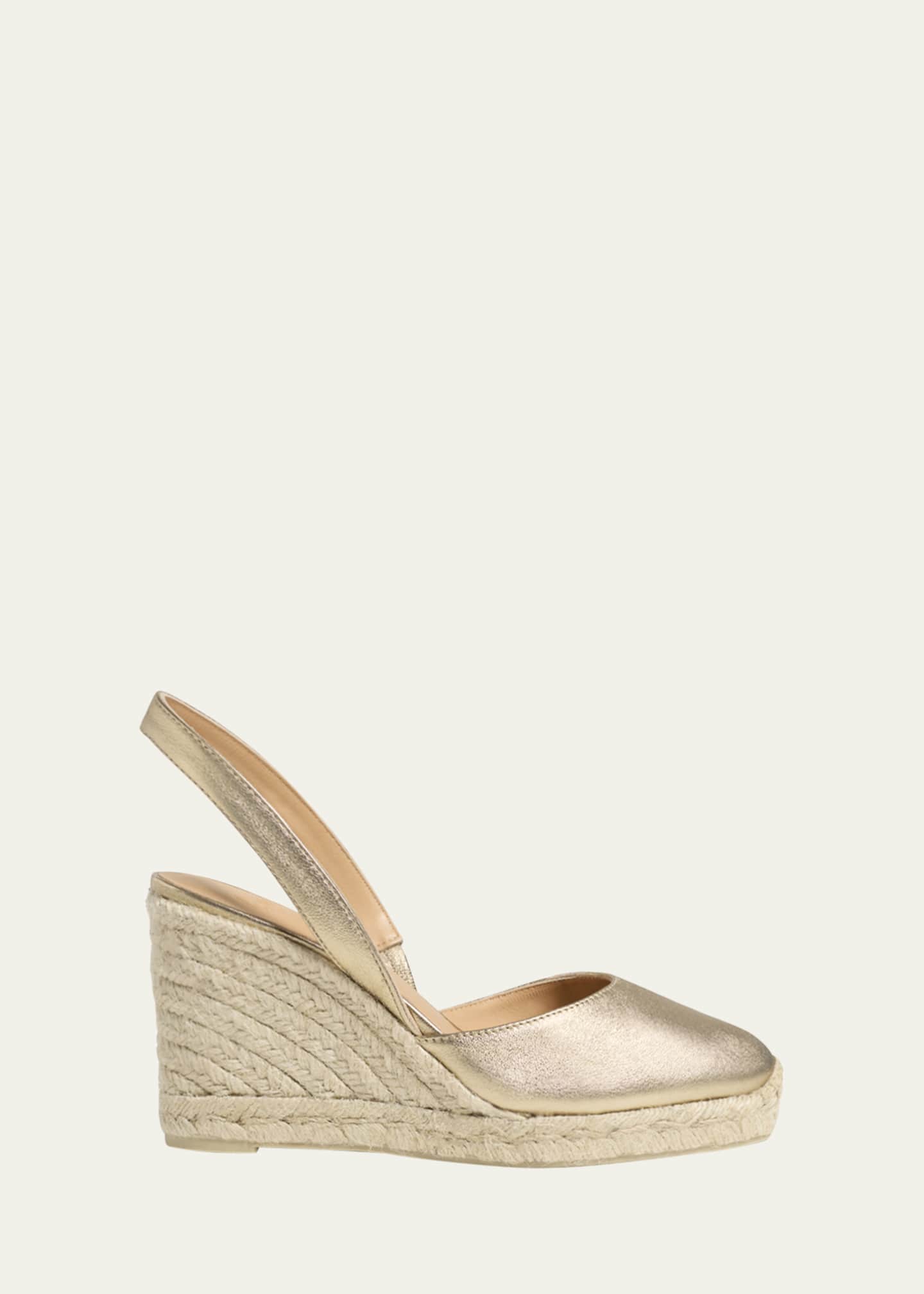 Castaner Carissa Metallic Leather Wedge Espadrilles