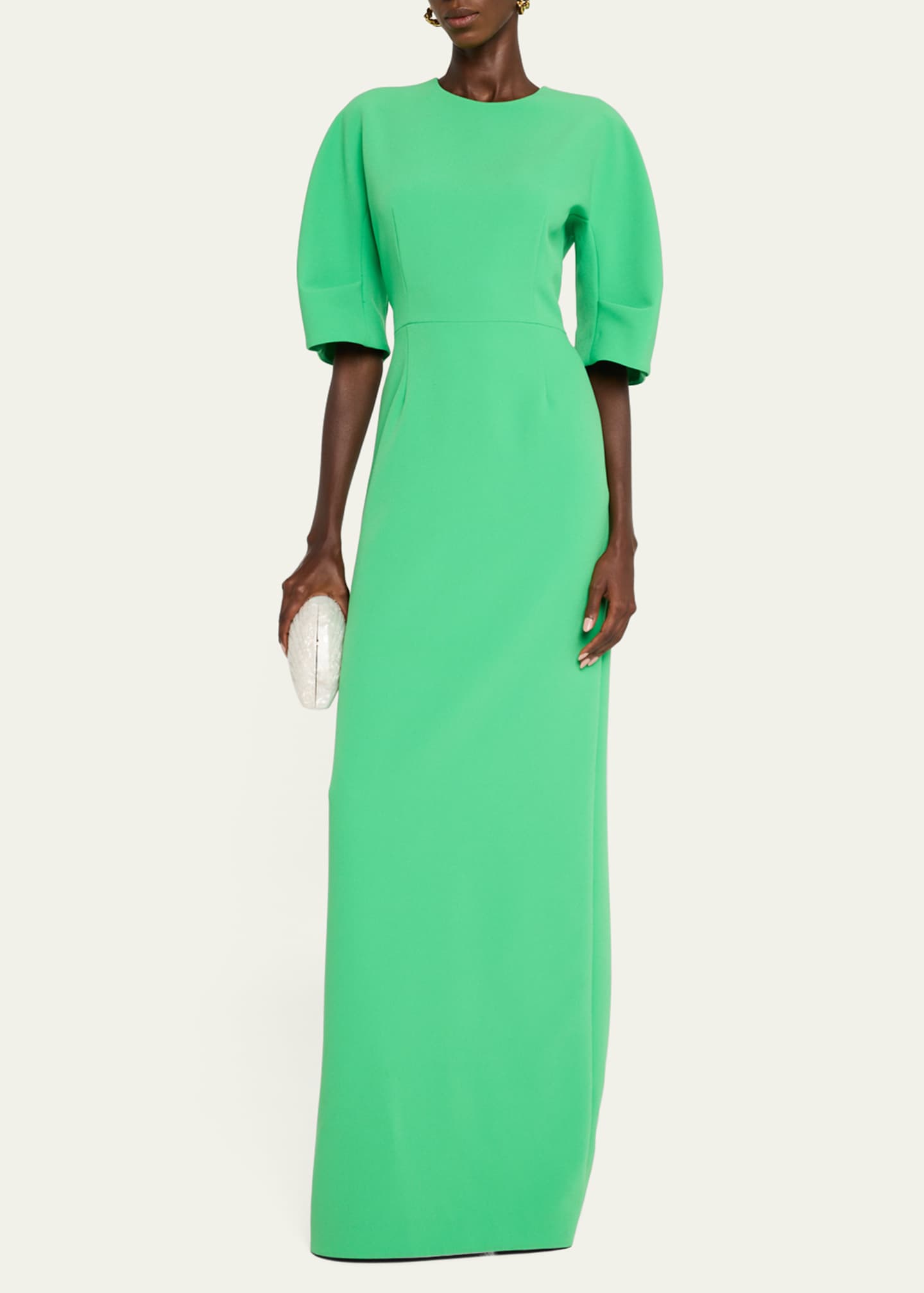 Rickie Freeman for Teri Jon Elbow-Sleeve Crepe Column Gown Image 2 of 5