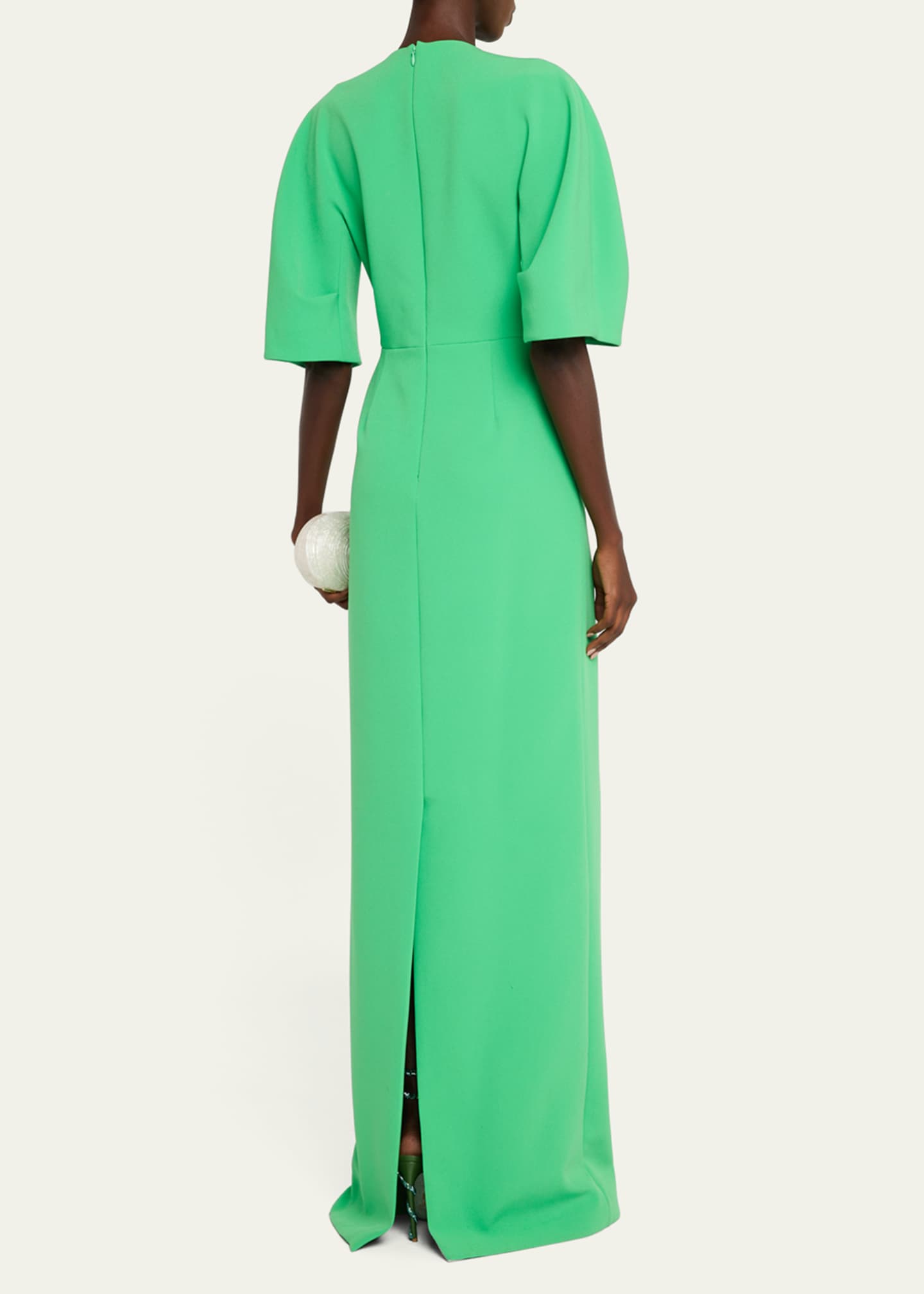 Rickie Freeman for Teri Jon Elbow-Sleeve Crepe Column Gown Image 3 of 5