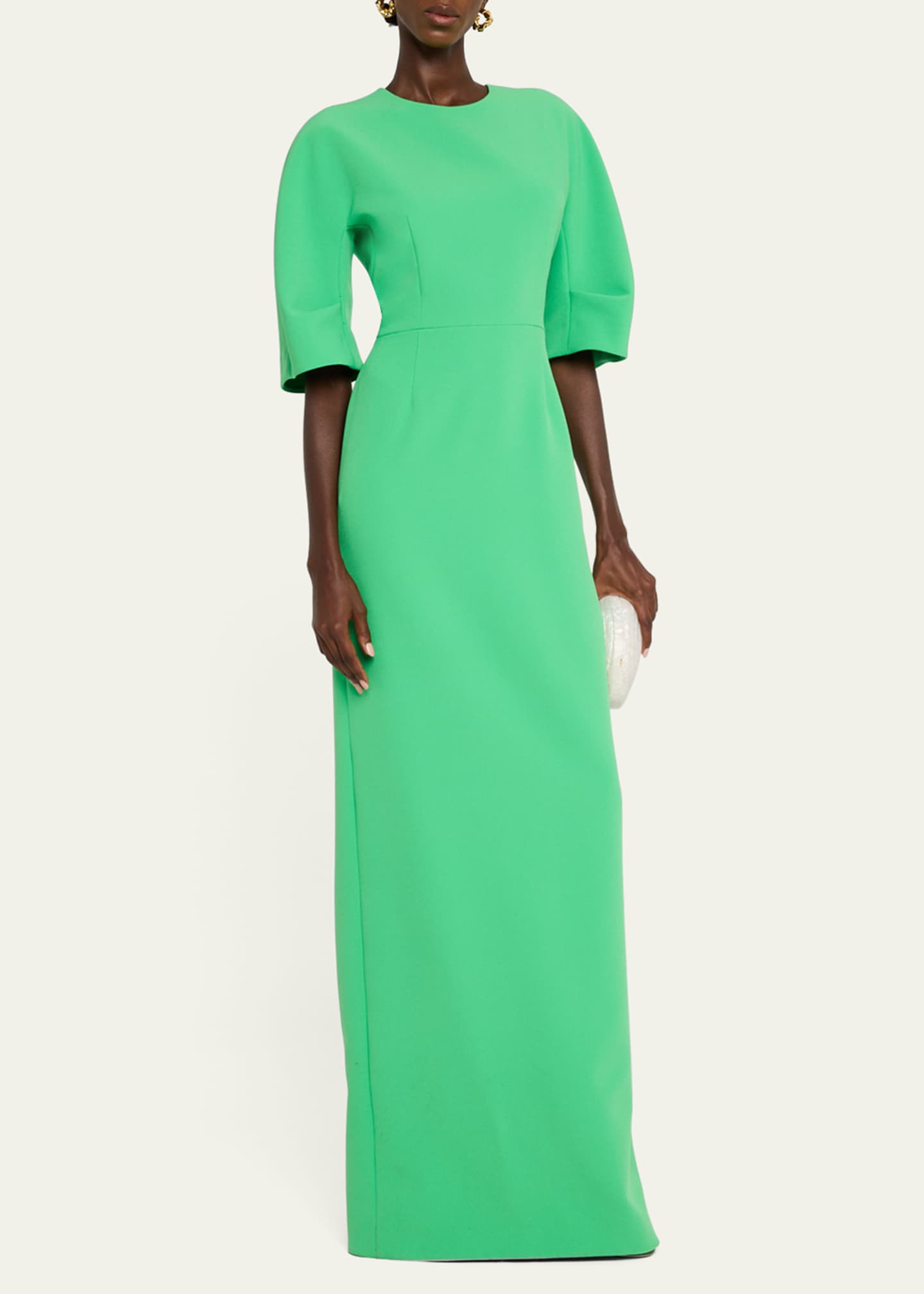 Rickie Freeman for Teri Jon Elbow-Sleeve Crepe Column Gown Image 4 of 5