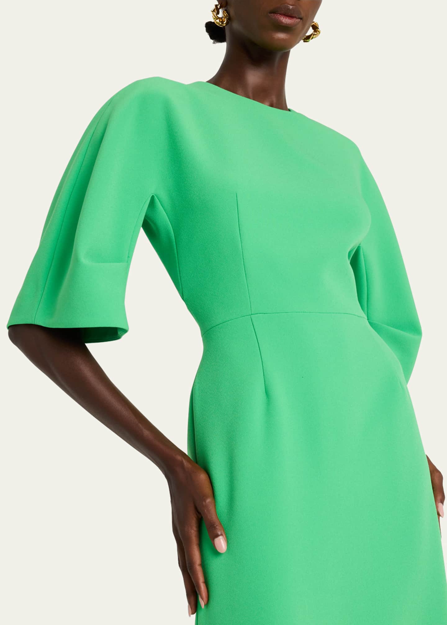 Rickie Freeman for Teri Jon Elbow-Sleeve Crepe Column Gown Image 5 of 5