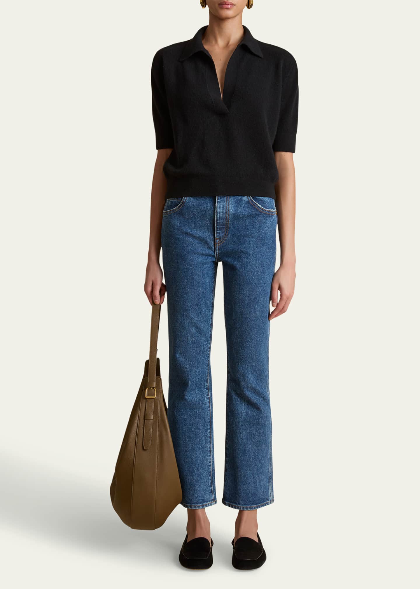 Khaite The Vivian Cropped Boot-Cut Jeans - Bergdorf Goodman