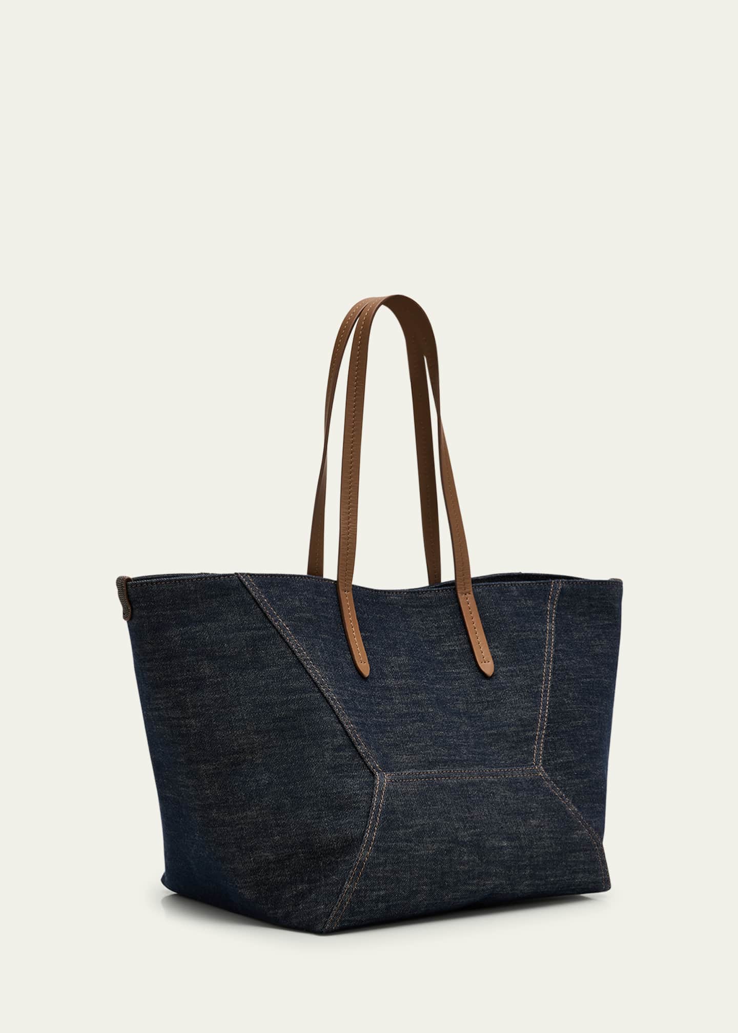 トートバッグ Brunello Cucinelli 'Bc Duo' Shopping Bag Calfskin BC Duo bag for Woman in Pine Cone Brown | Brunello