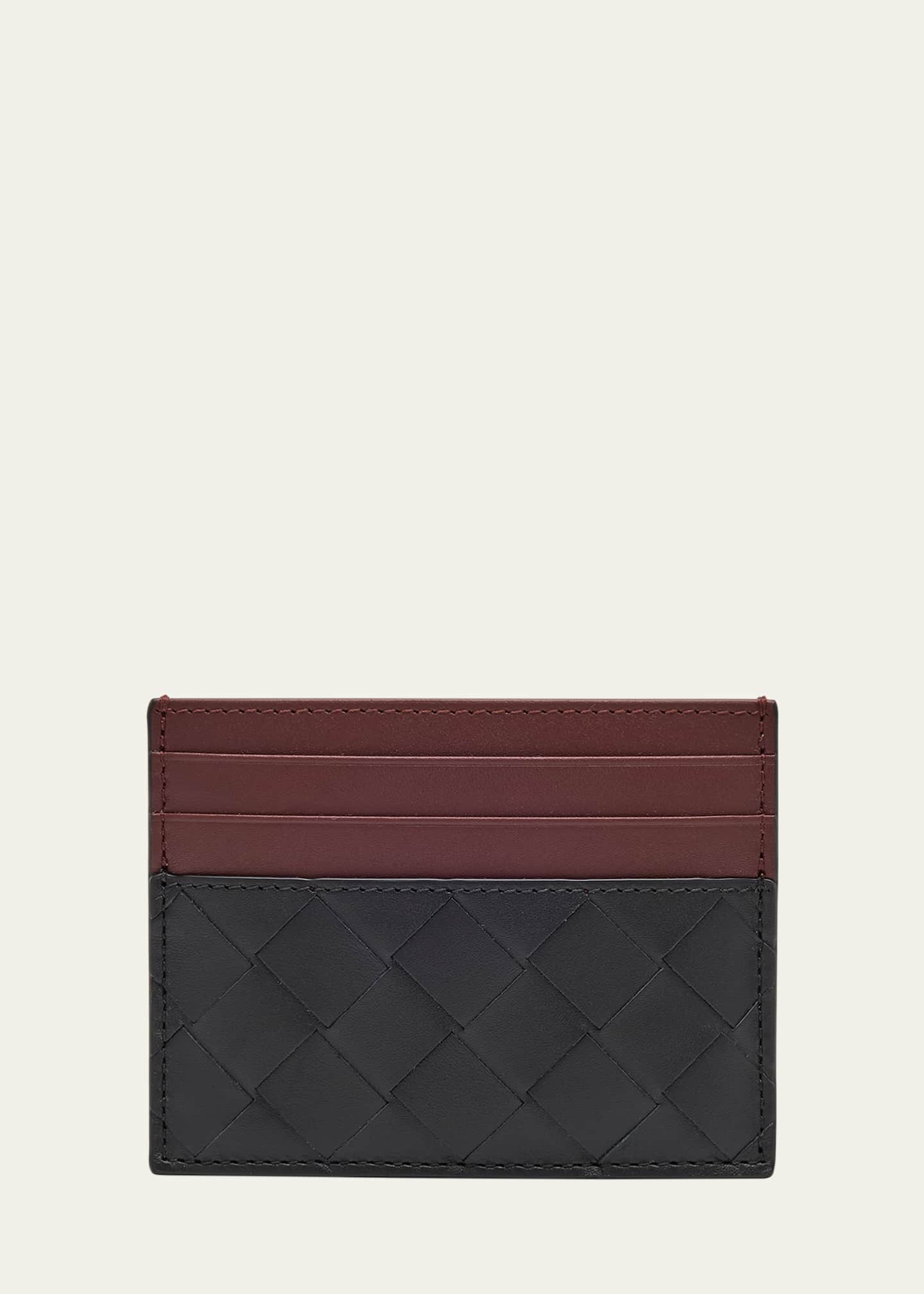 Bottega Veneta Men's Intrecciato Bicolor Leather Card Holder Image 3 of 4