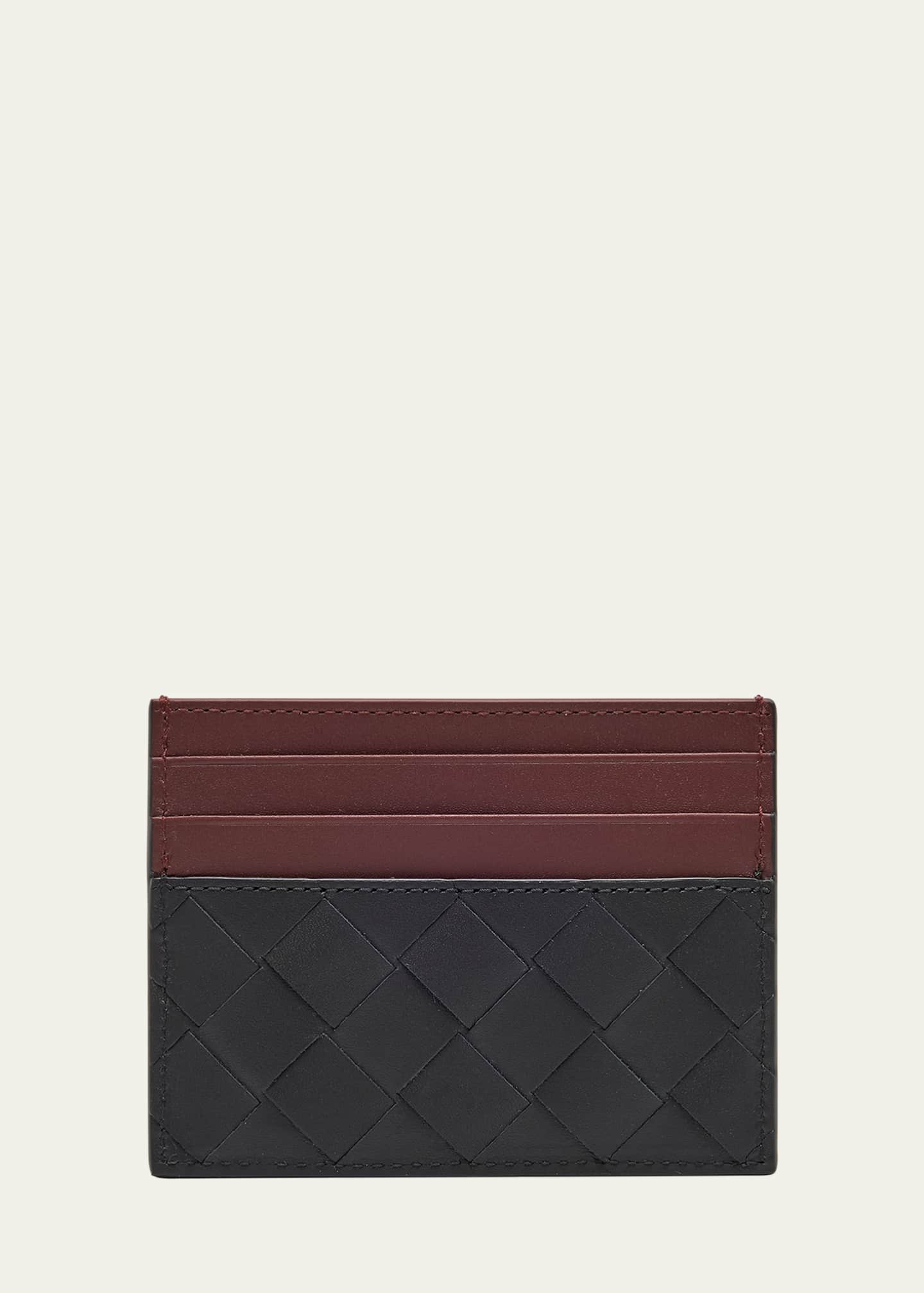 Bottega Veneta Men's Intrecciato Bicolor Leather Card Holder Image 1 of 4