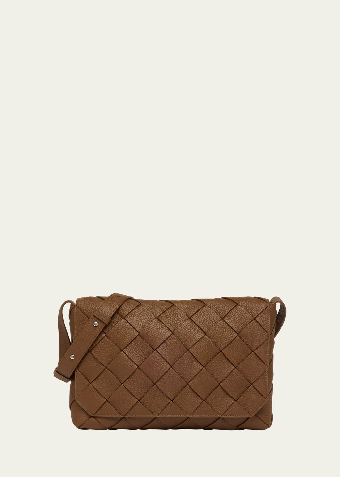 Bottega Veneta Men's Diago Large Intreccio Leather Crossbody Bag