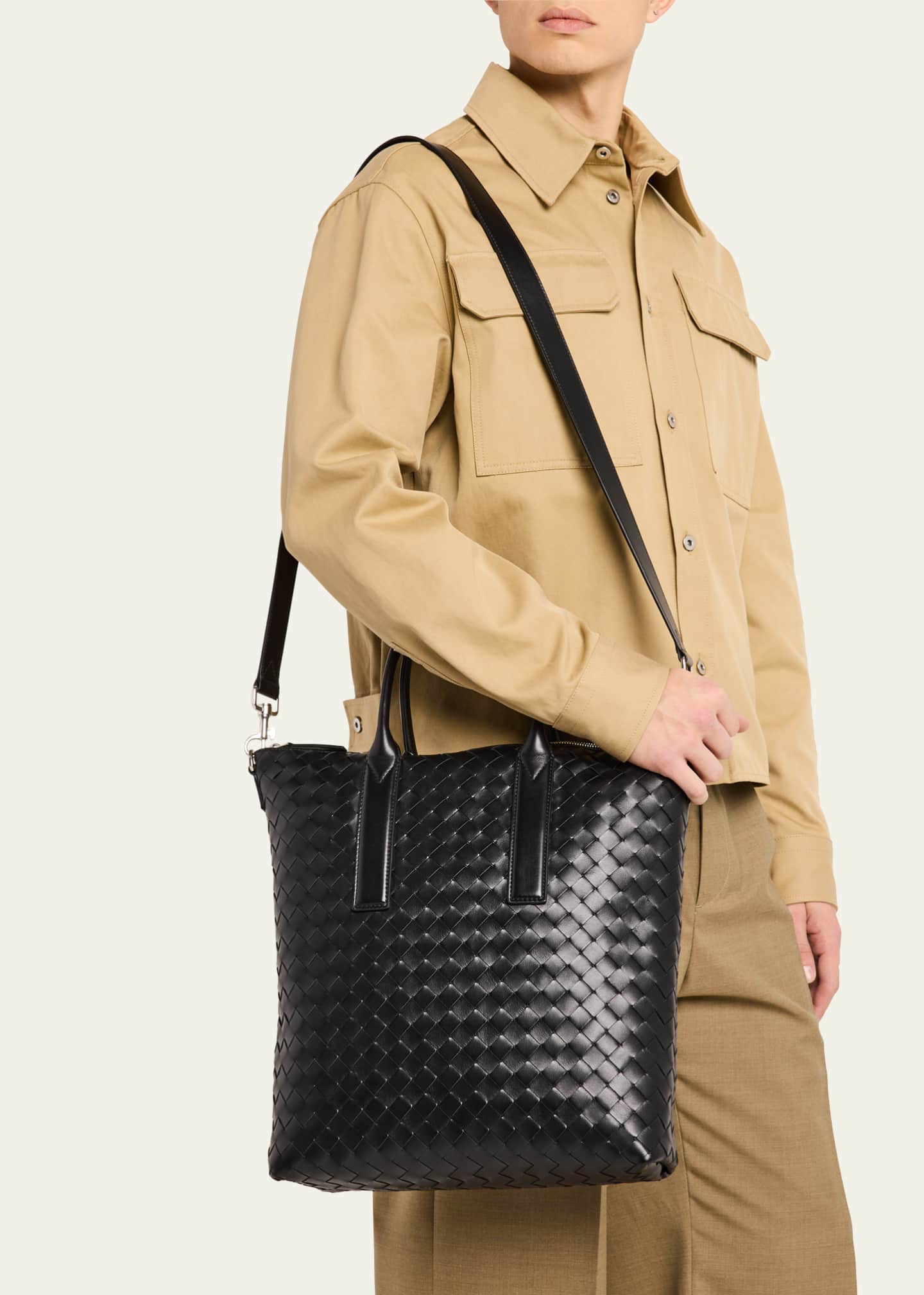 Bottega Veneta Men's Intrecciato Zip North-South Tote Bag Image 2 of 6