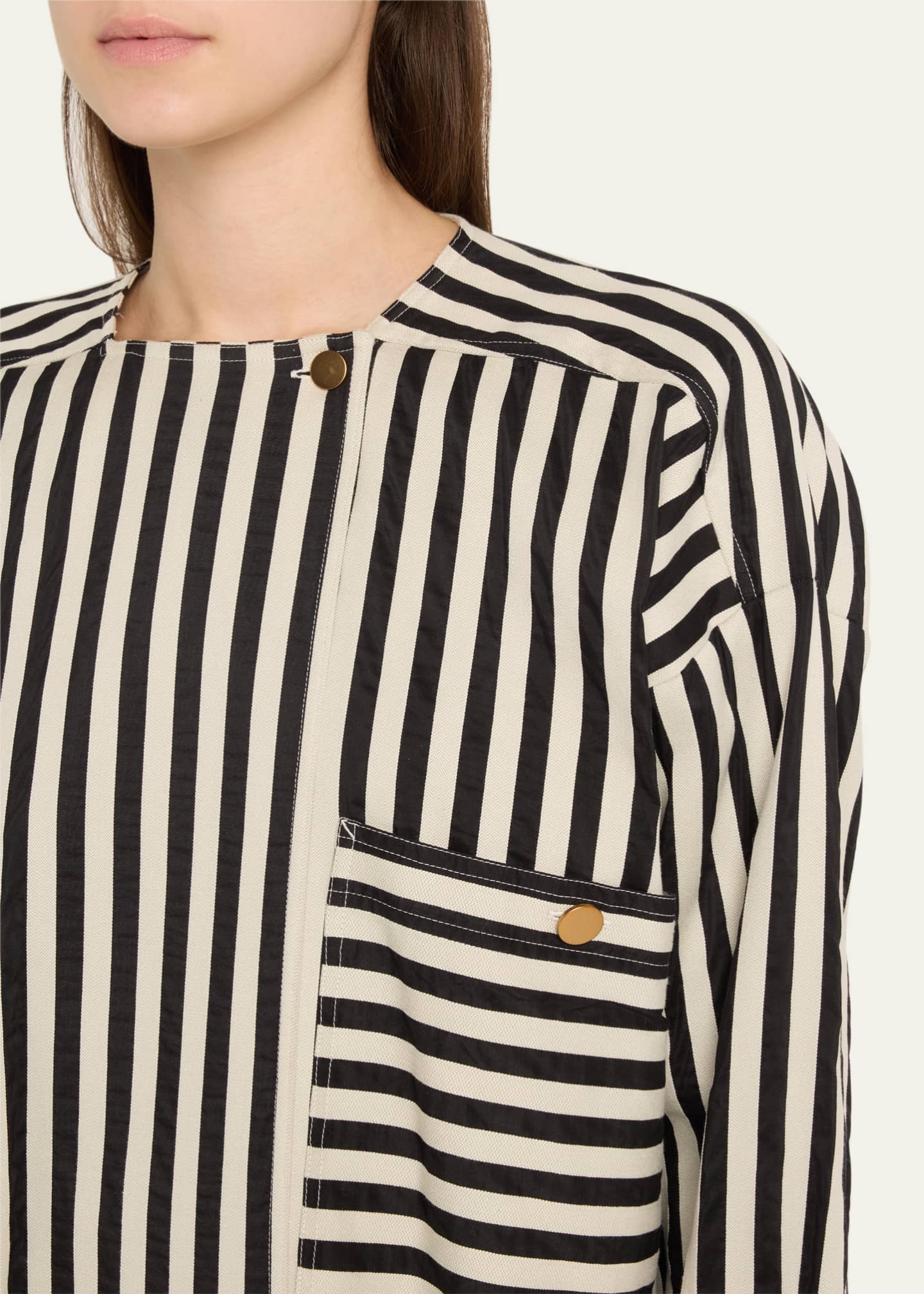 Max Mara Paio Stripe Long-Sleeve Silk Shirt Jacket Image 5 of 5