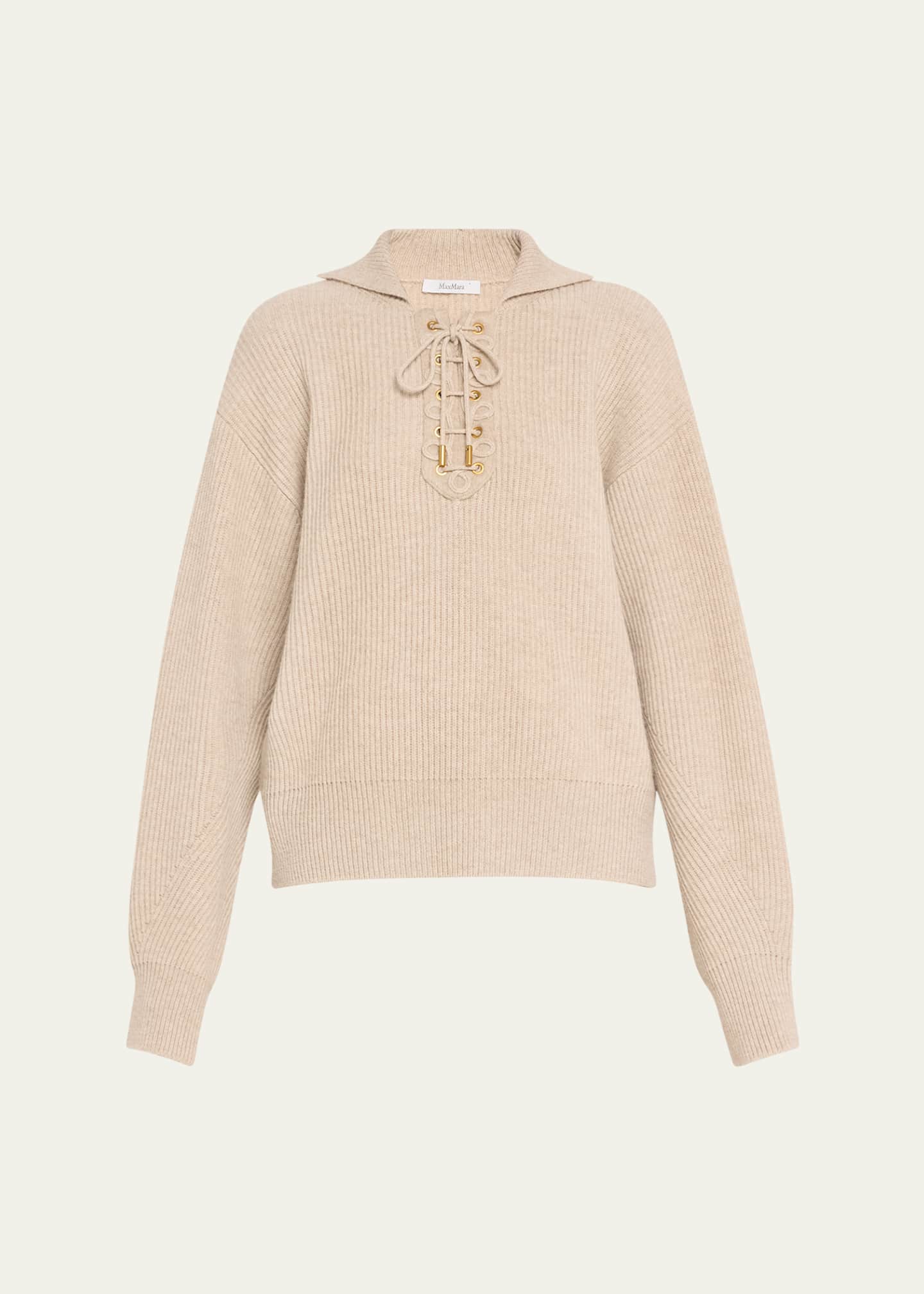 トップス Eaphi warm knit buster beige Access Fashion | Knitted sweater with rhinestones and pearls