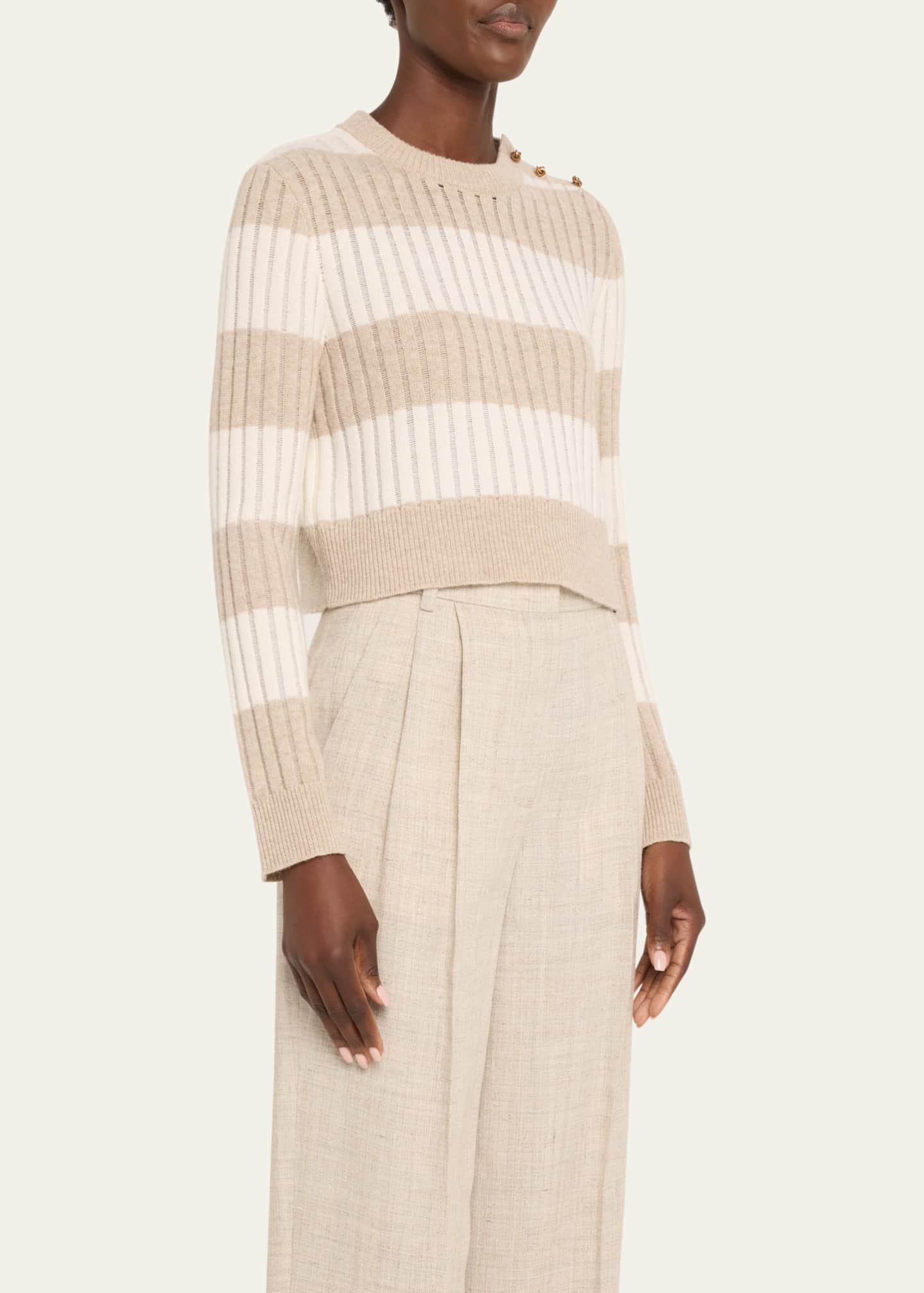 【関税＆送料込み】Max Mara Ribbed Knit Sweater Max Mara Alfeo Ribbed Wool Cashmere Cropped Sweater