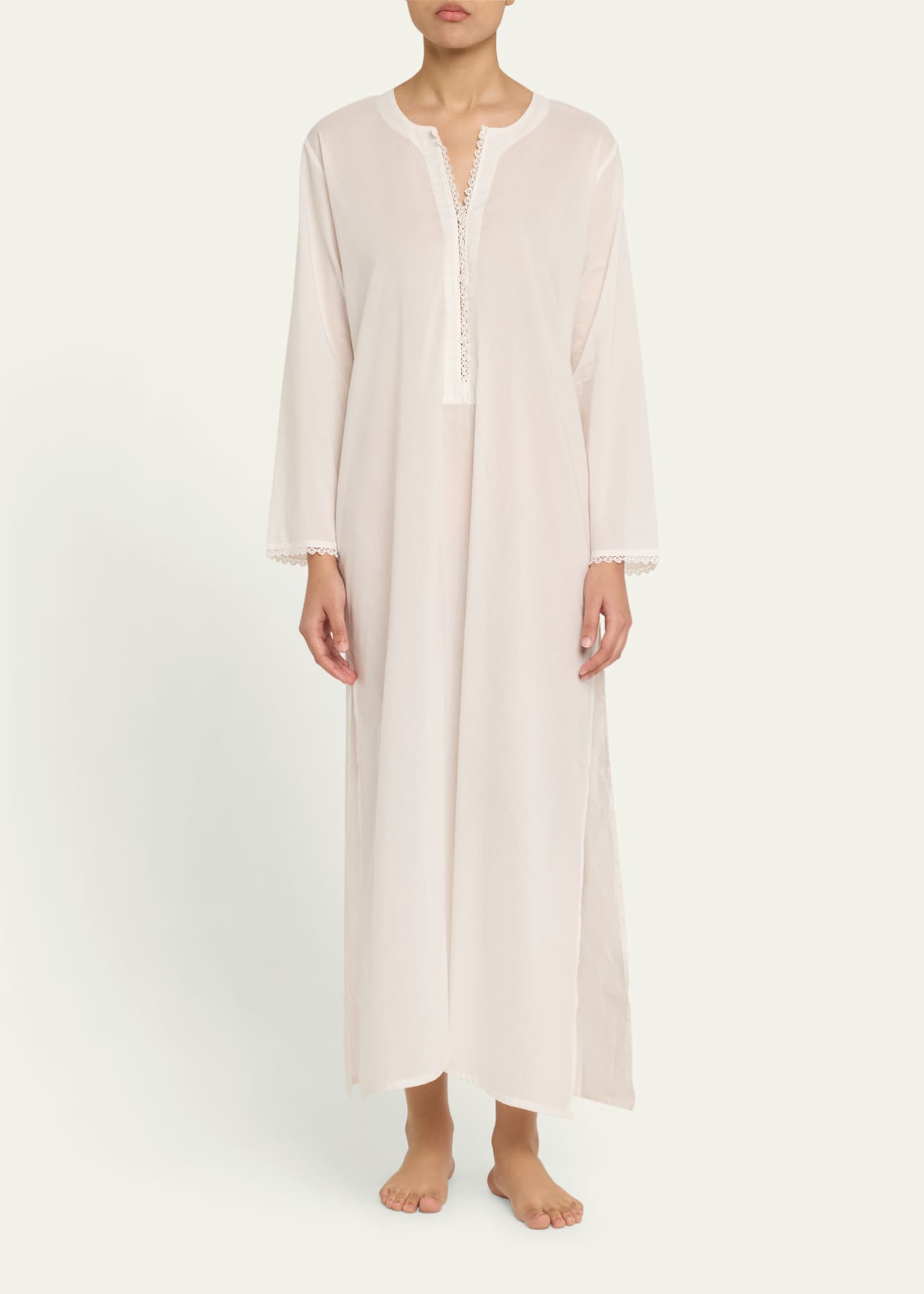 Pour Les Femmes Valentina Lace-Trim Cotton Maxi Kaftan Image 2 of 5