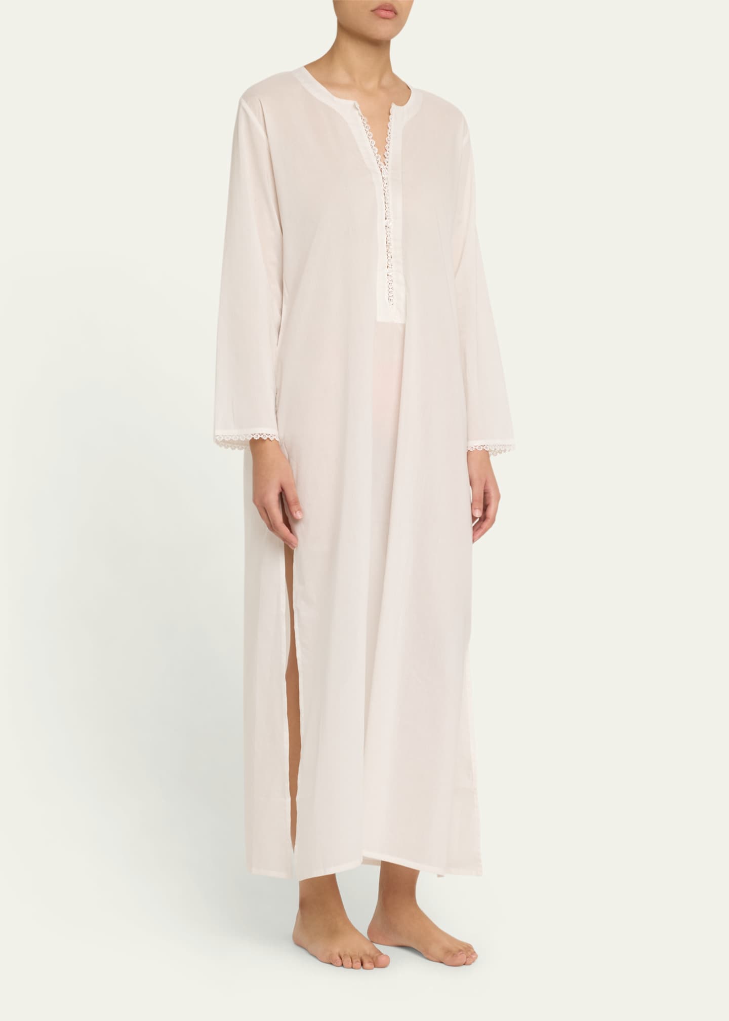 Pour Les Femmes Valentina Lace-Trim Cotton Maxi Kaftan Image 4 of 5