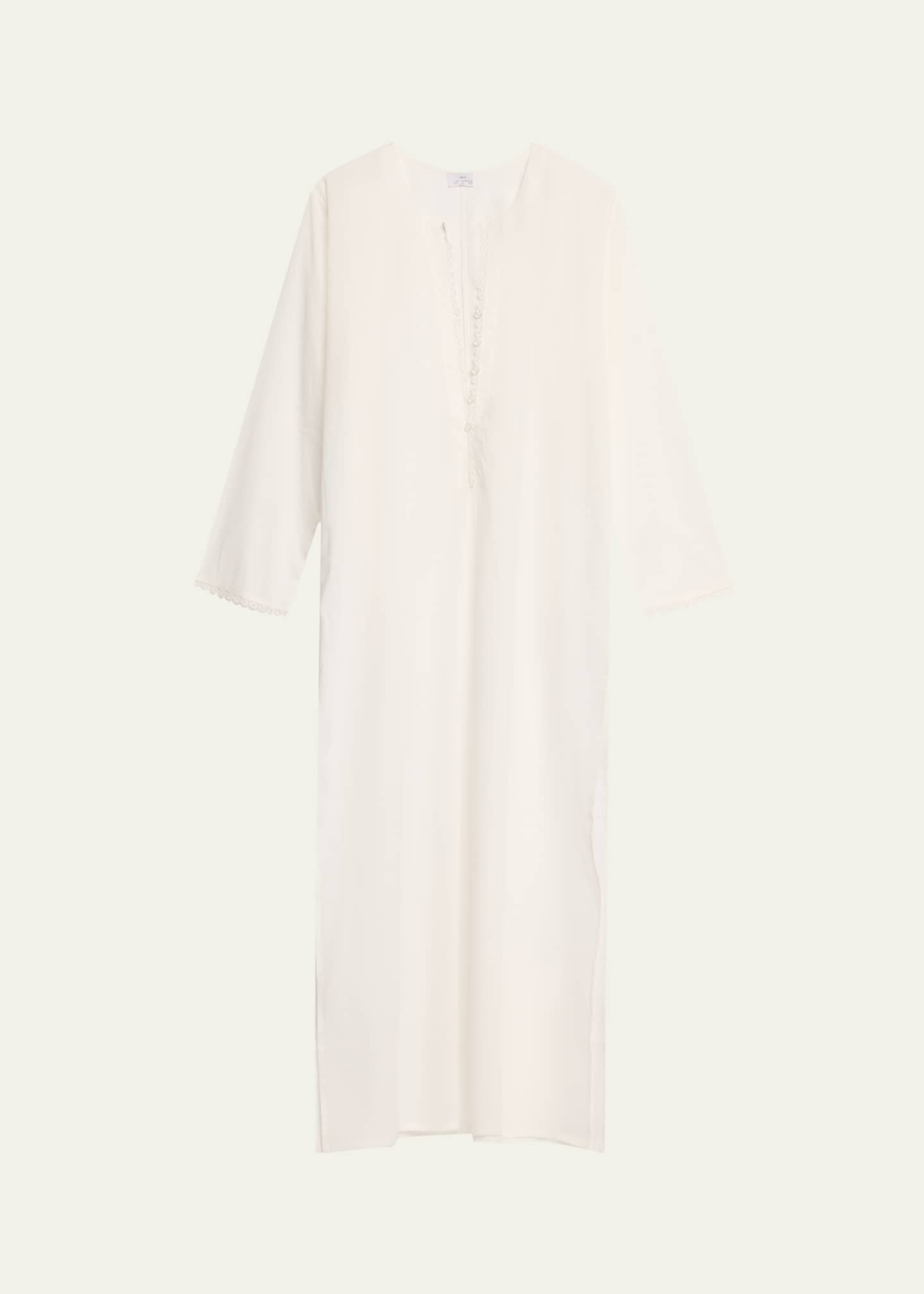 Pour Les Femmes Valentina Lace-Trim Cotton Maxi Kaftan Image 1 of 5