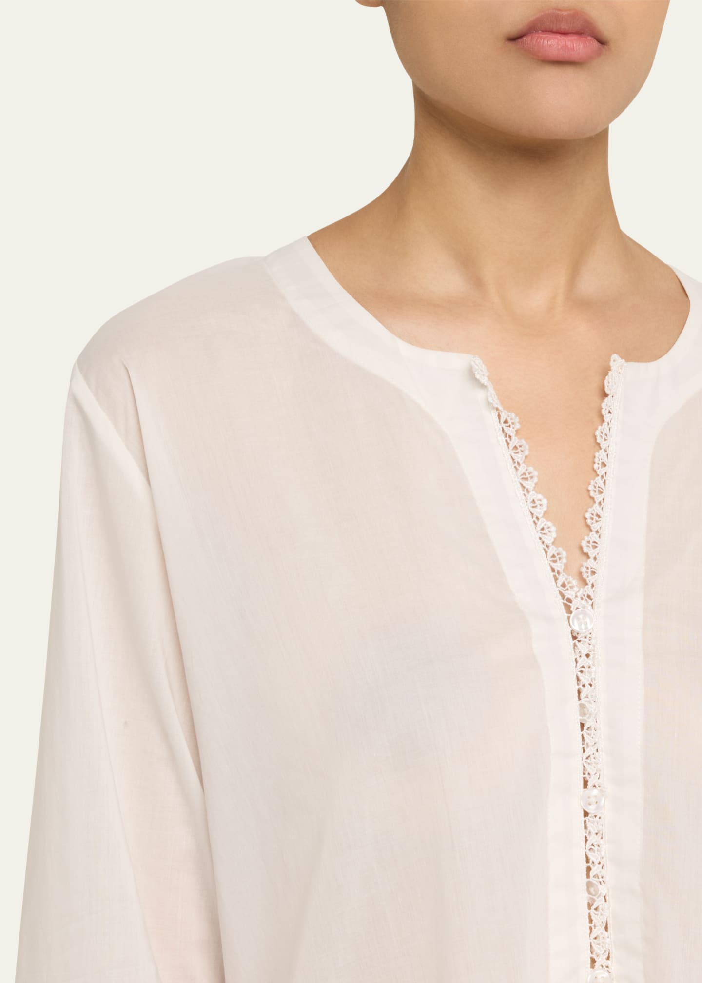 Pour Les Femmes Valentina Lace-Trim Cotton Maxi Kaftan Image 5 of 5
