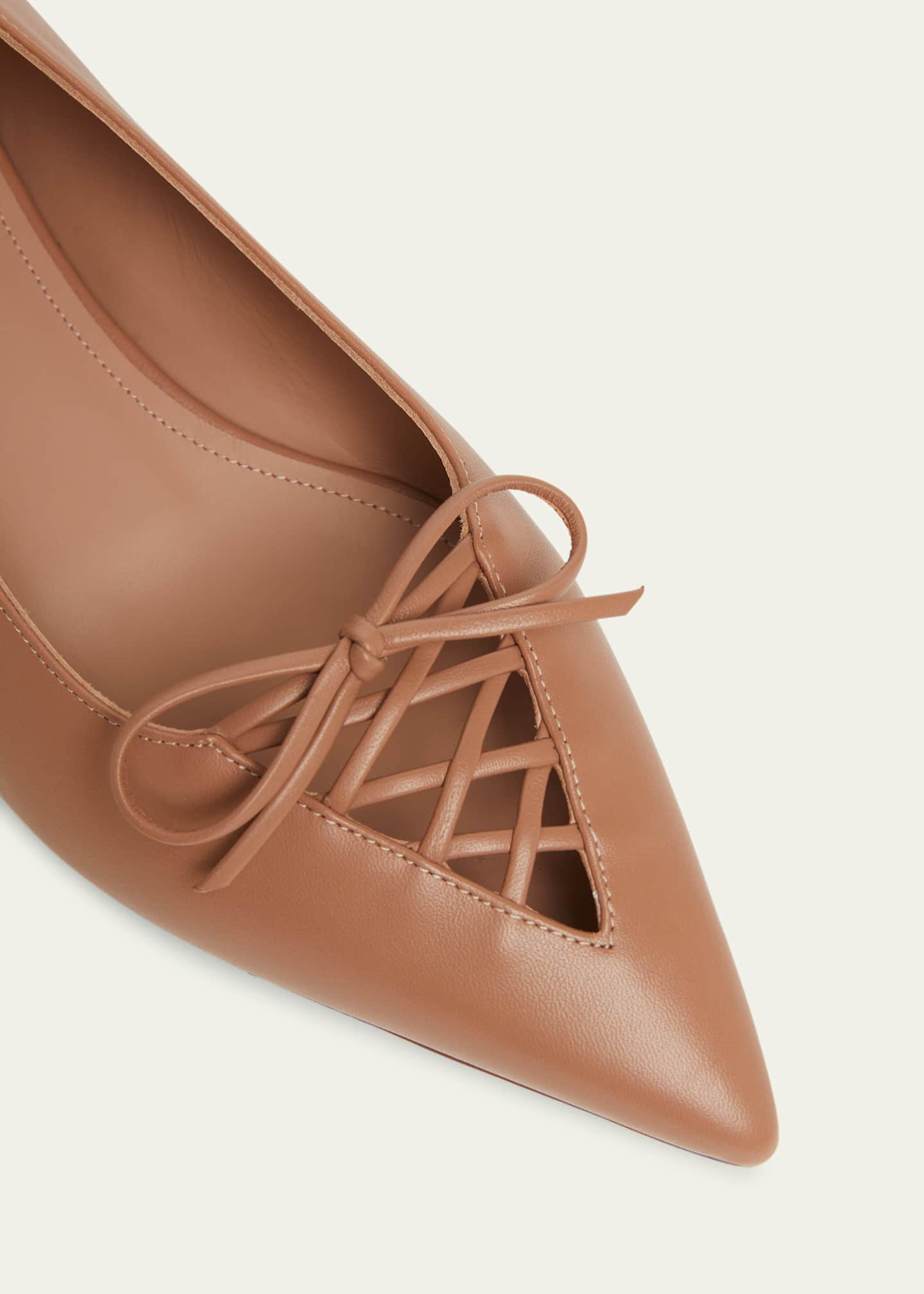 Malone Souliers Hedy Nappa Leather Lace-Up Pointed Toe Flats Image 3 of 3