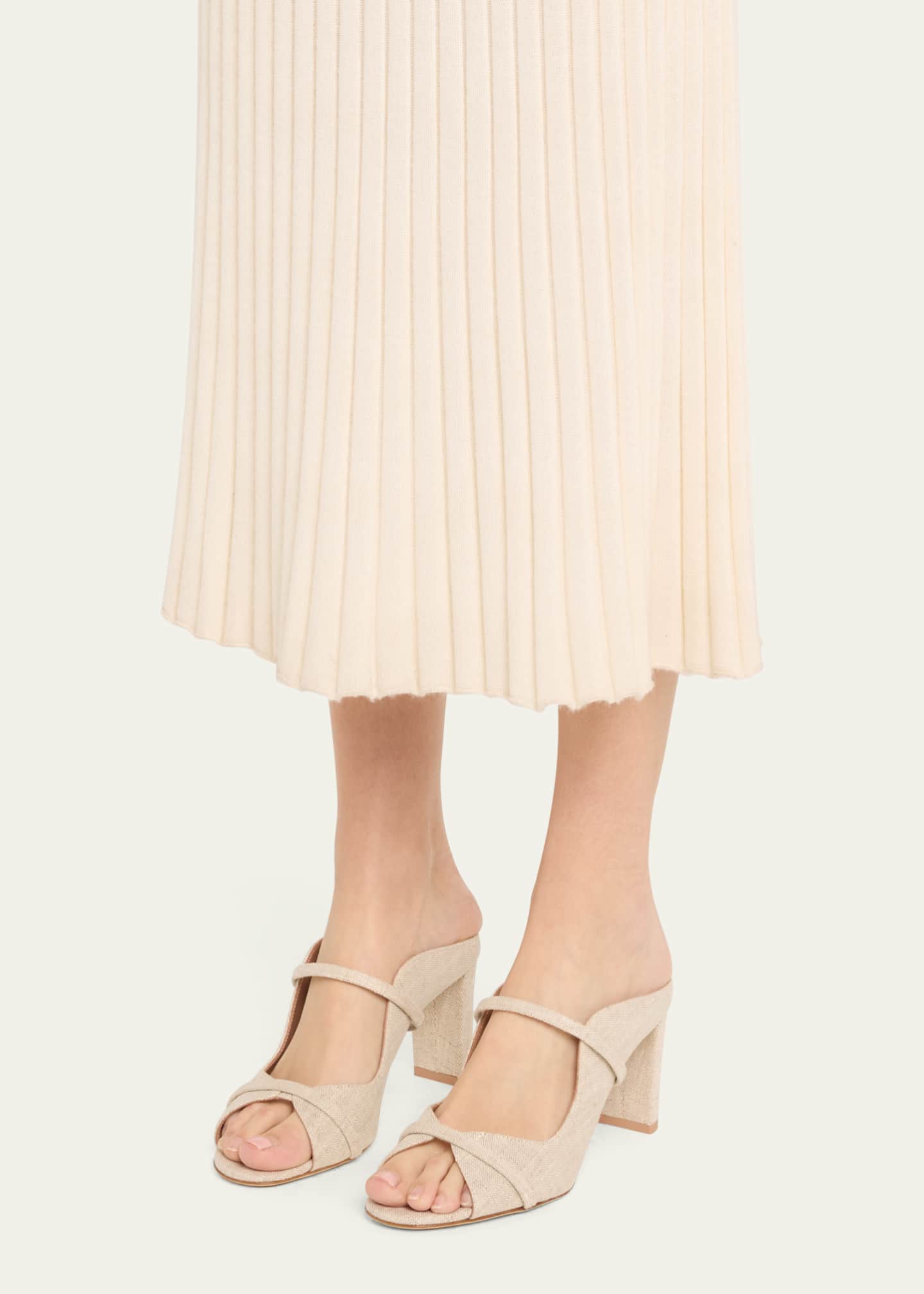 Malone Souliers Norah Linen Two-Band Slide Sandals Image 2 of 6
