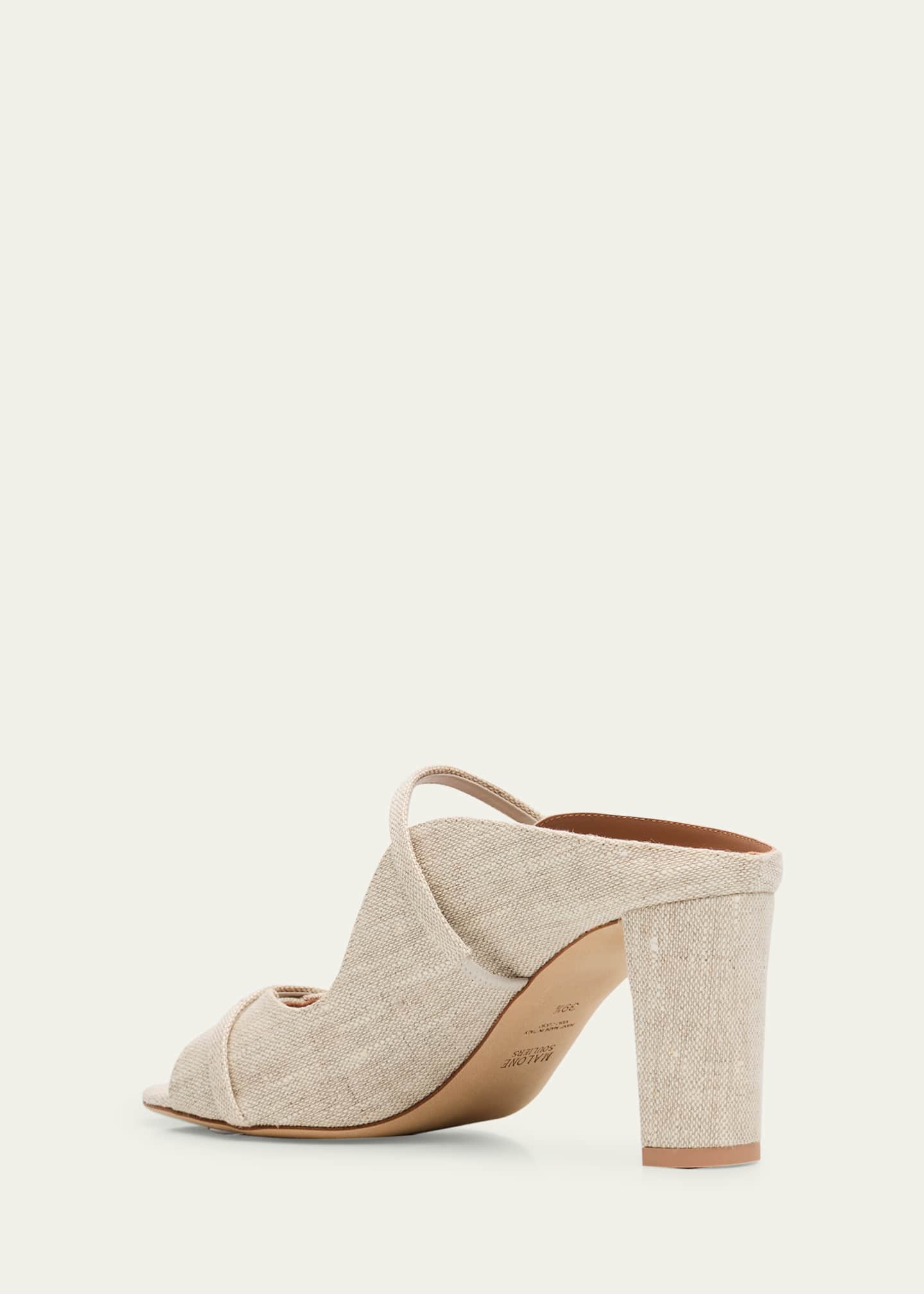 Malone Souliers Norah Linen Two-Band Slide Sandals Image 4 of 6