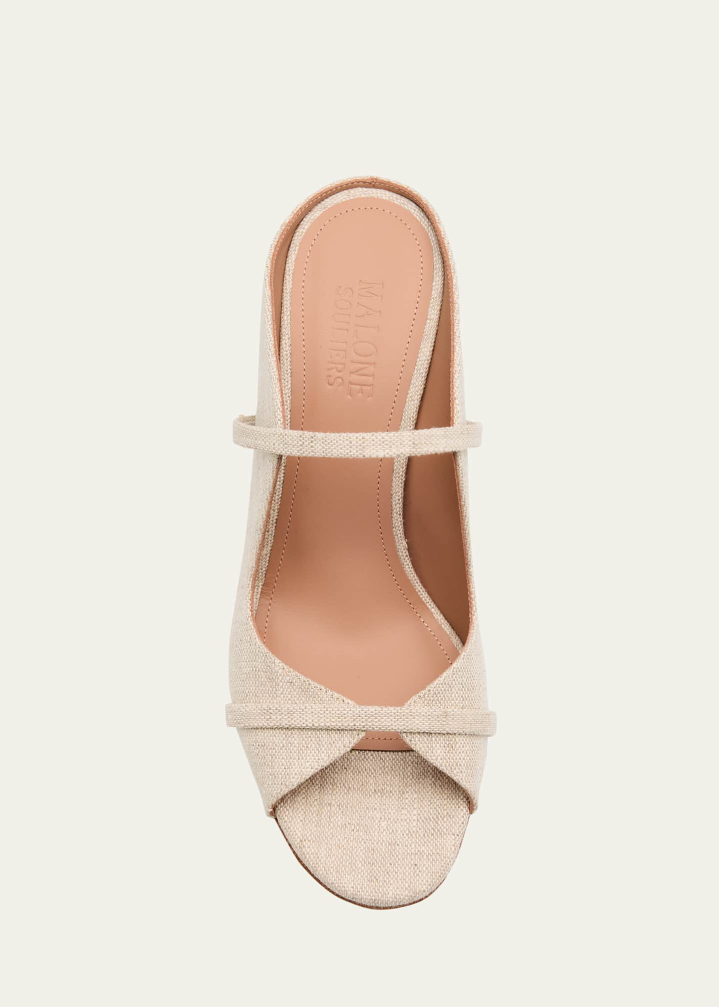 Malone Souliers Norah Linen Two-Band Slide Sandals Image 6 of 6