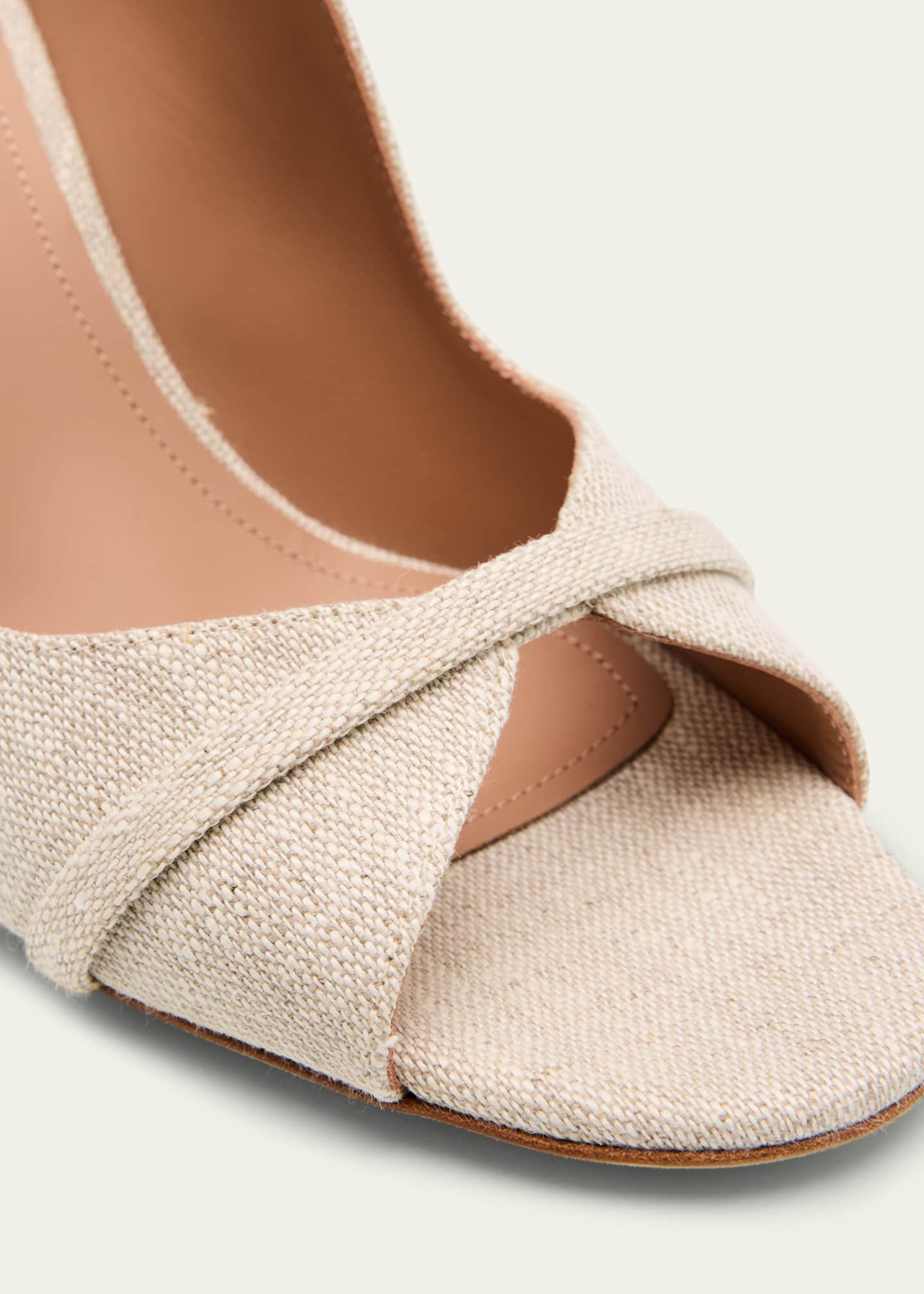Malone Souliers Norah Linen Two-Band Slide Sandals Image 5 of 6