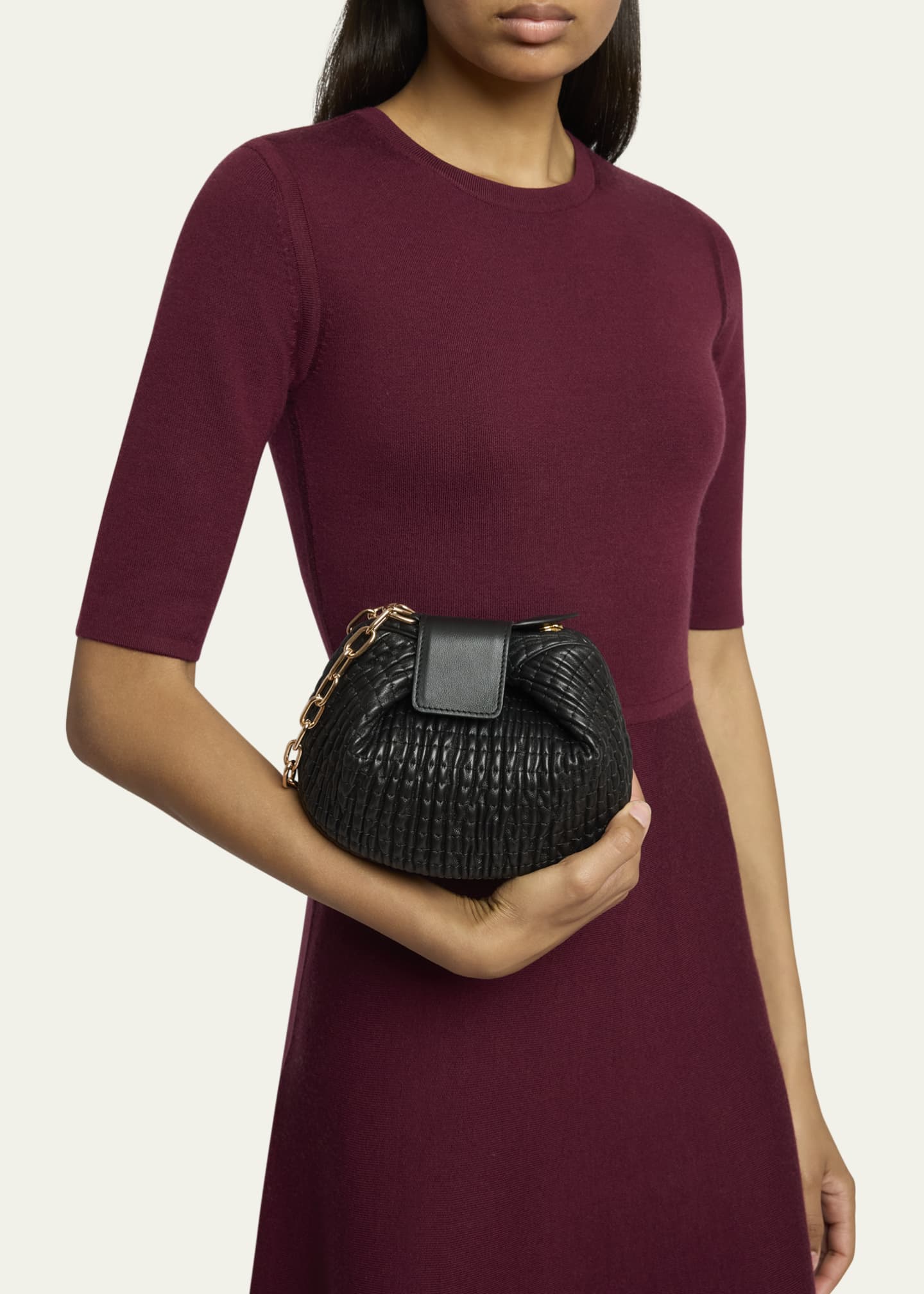 Gabriela Hearst Demi Ruched Leather Clutch Bag Image 2 of 5