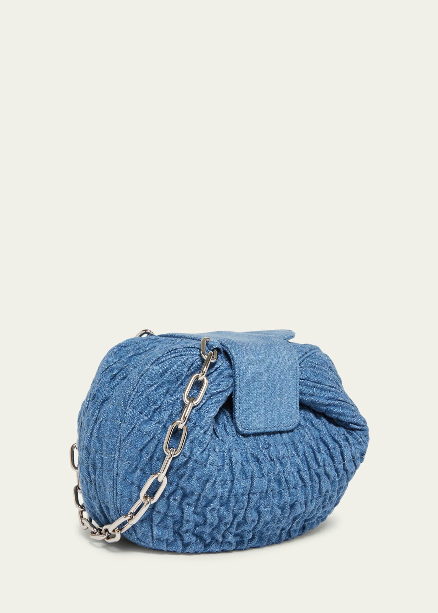 Gabriela Hearst Demi Ruched Denim Clutch Bag Image 3 of 5
