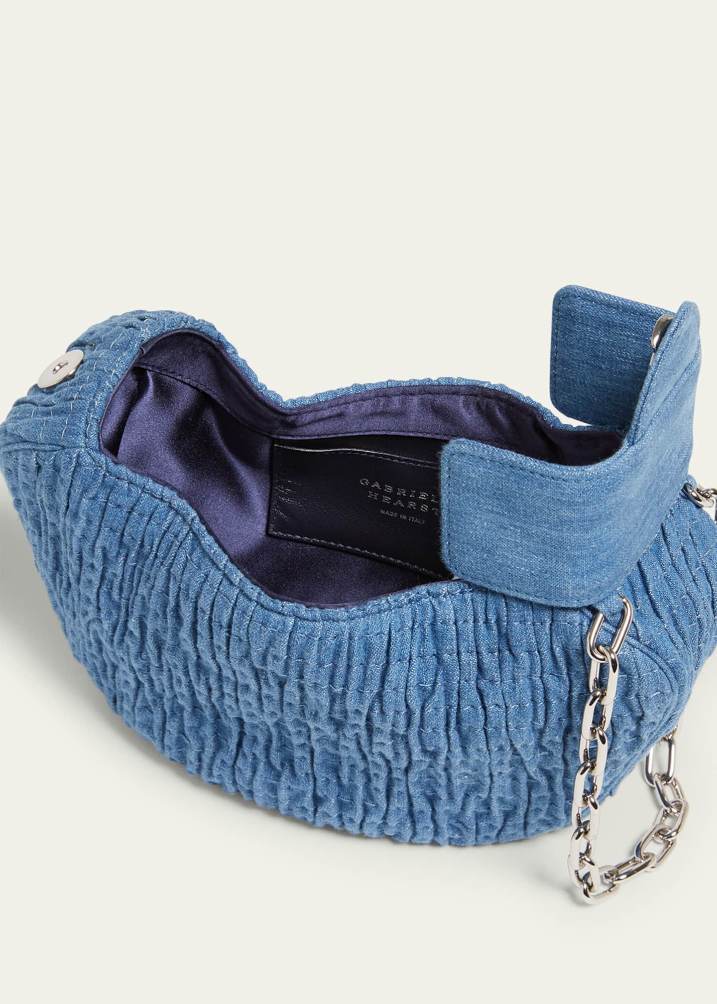 Gabriela Hearst Demi Ruched Denim Clutch Bag Image 4 of 5