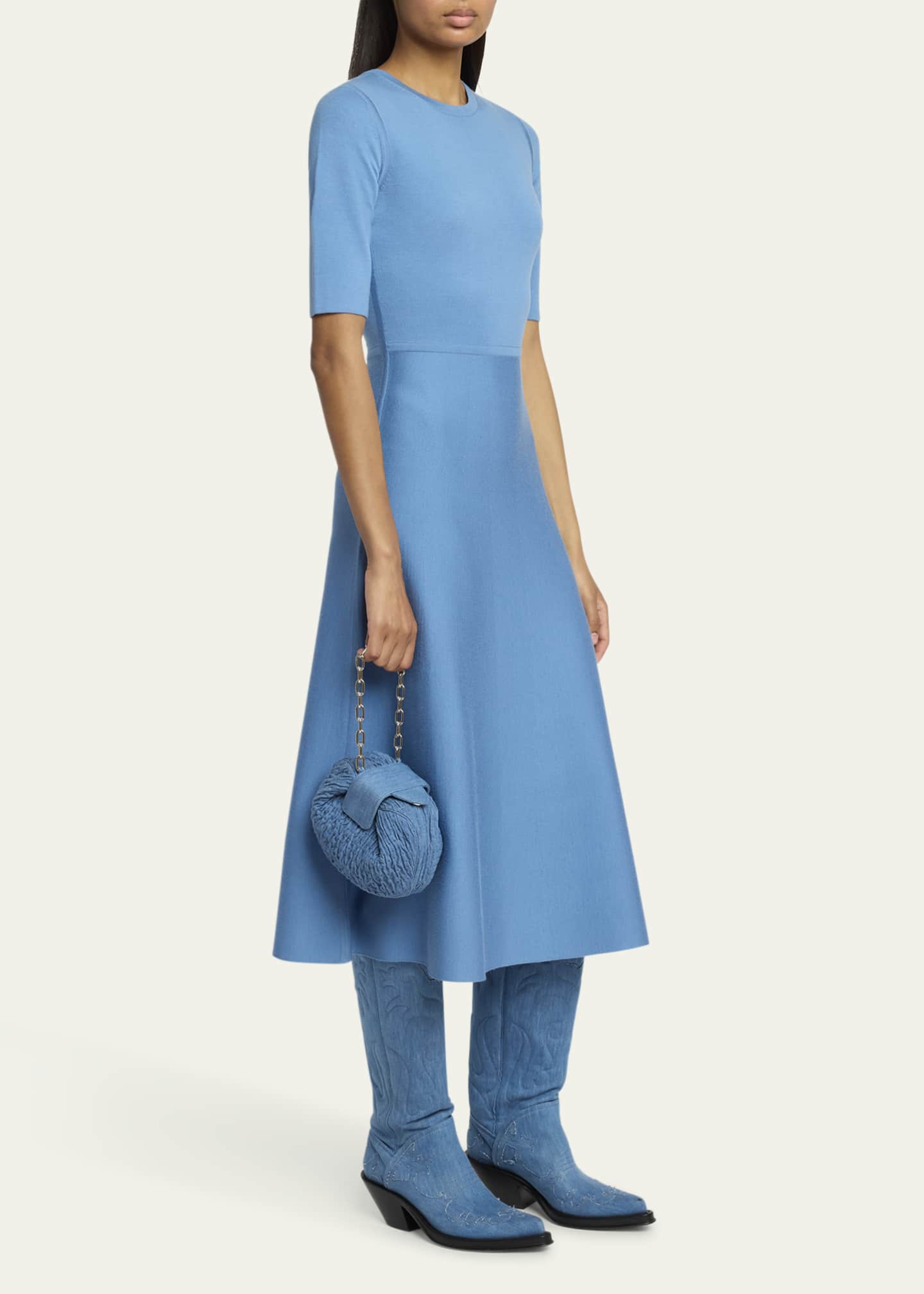 Gabriela Hearst Demi Ruched Denim Clutch Bag Image 5 of 5