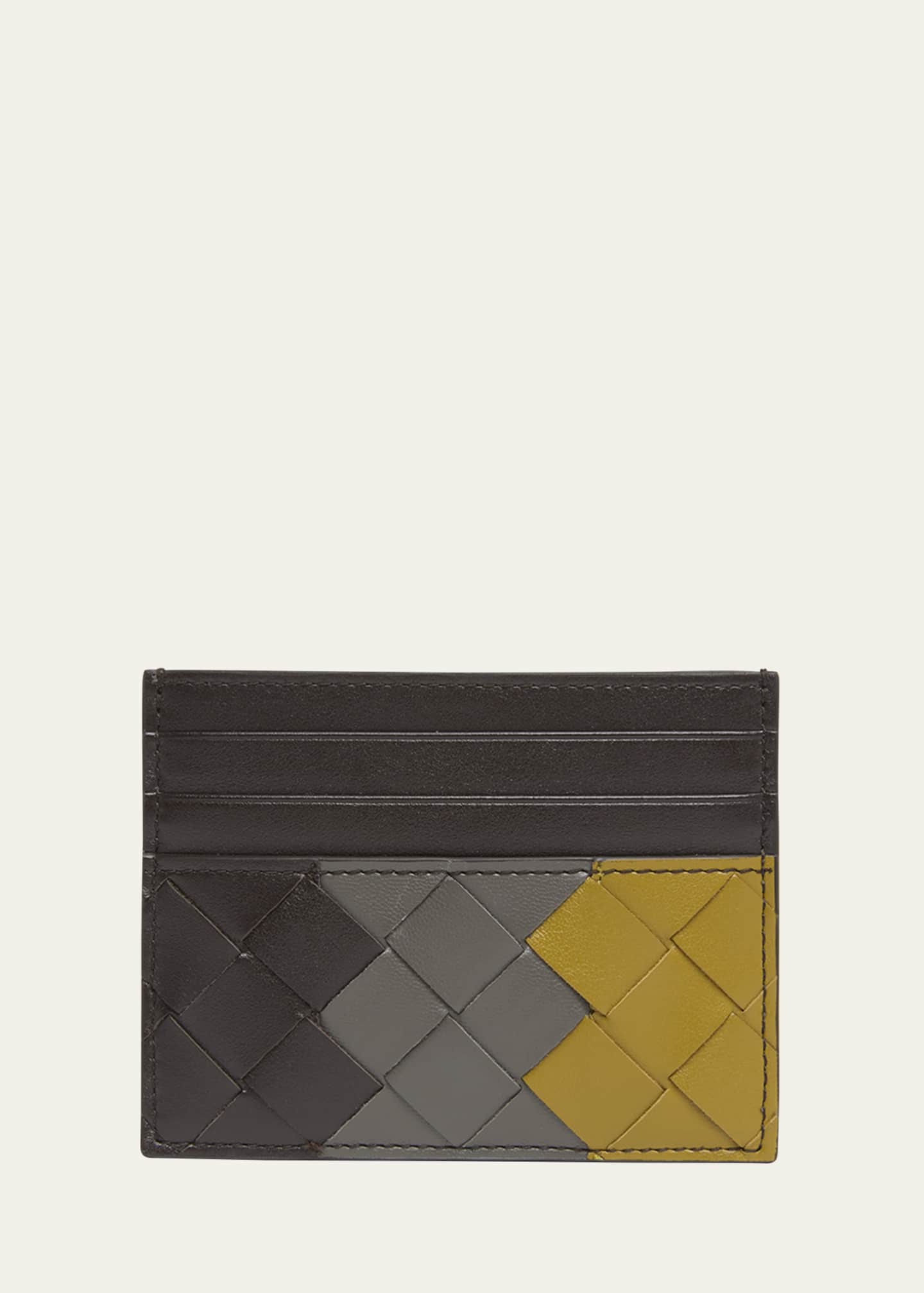 Bottega Veneta Men's Tricolor Intrecciato Leather Card Holder Image 3 of 4