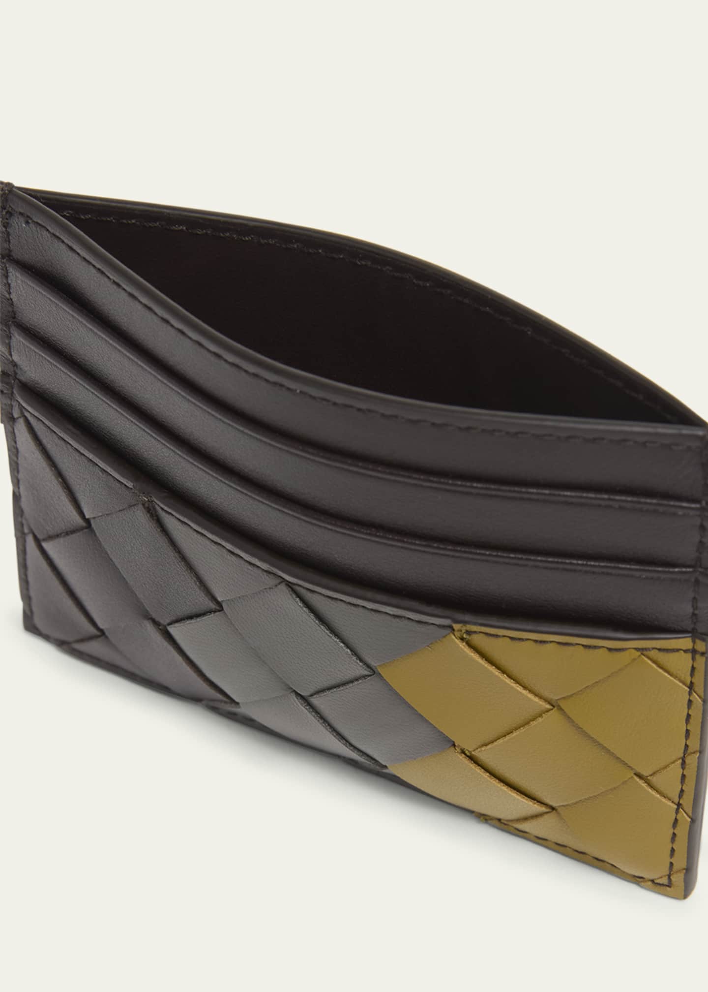 Bottega Veneta Men's Tricolor Intrecciato Leather Card Holder Image 4 of 4
