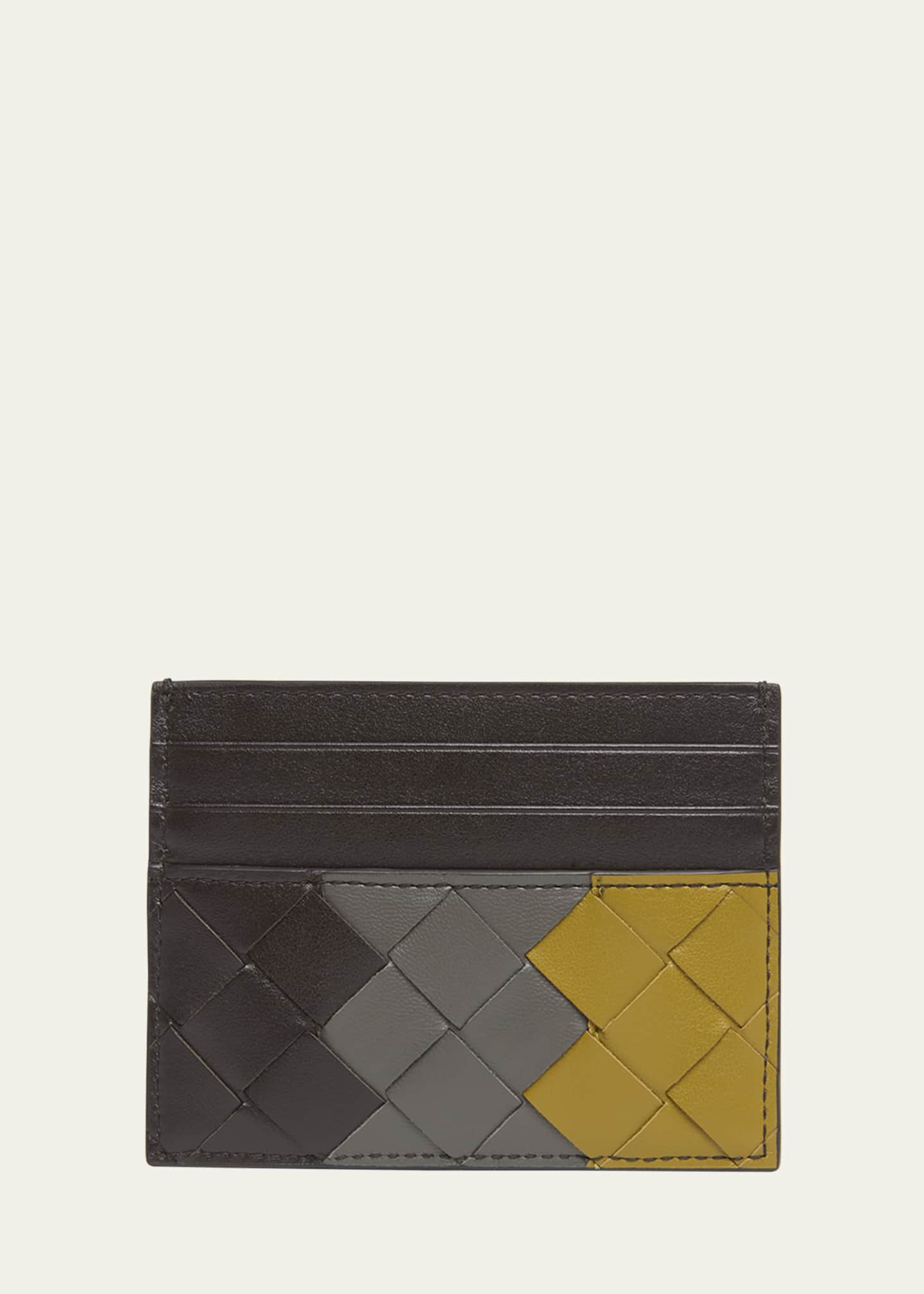Bottega Veneta Men's Tricolor Intrecciato Leather Card Holder Image 1 of 4