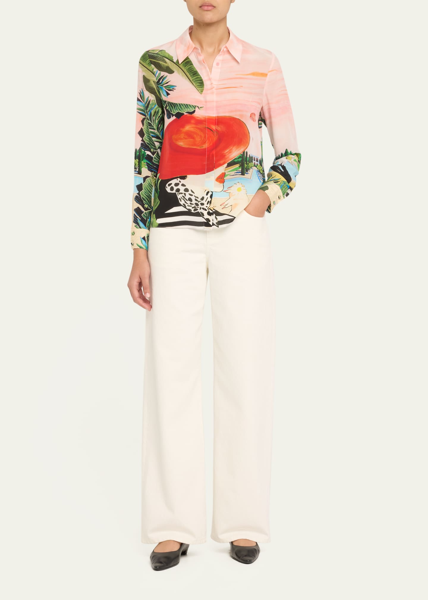 Alice + Olivia Palm Beach Willa Placket Top Image 2 of 5
