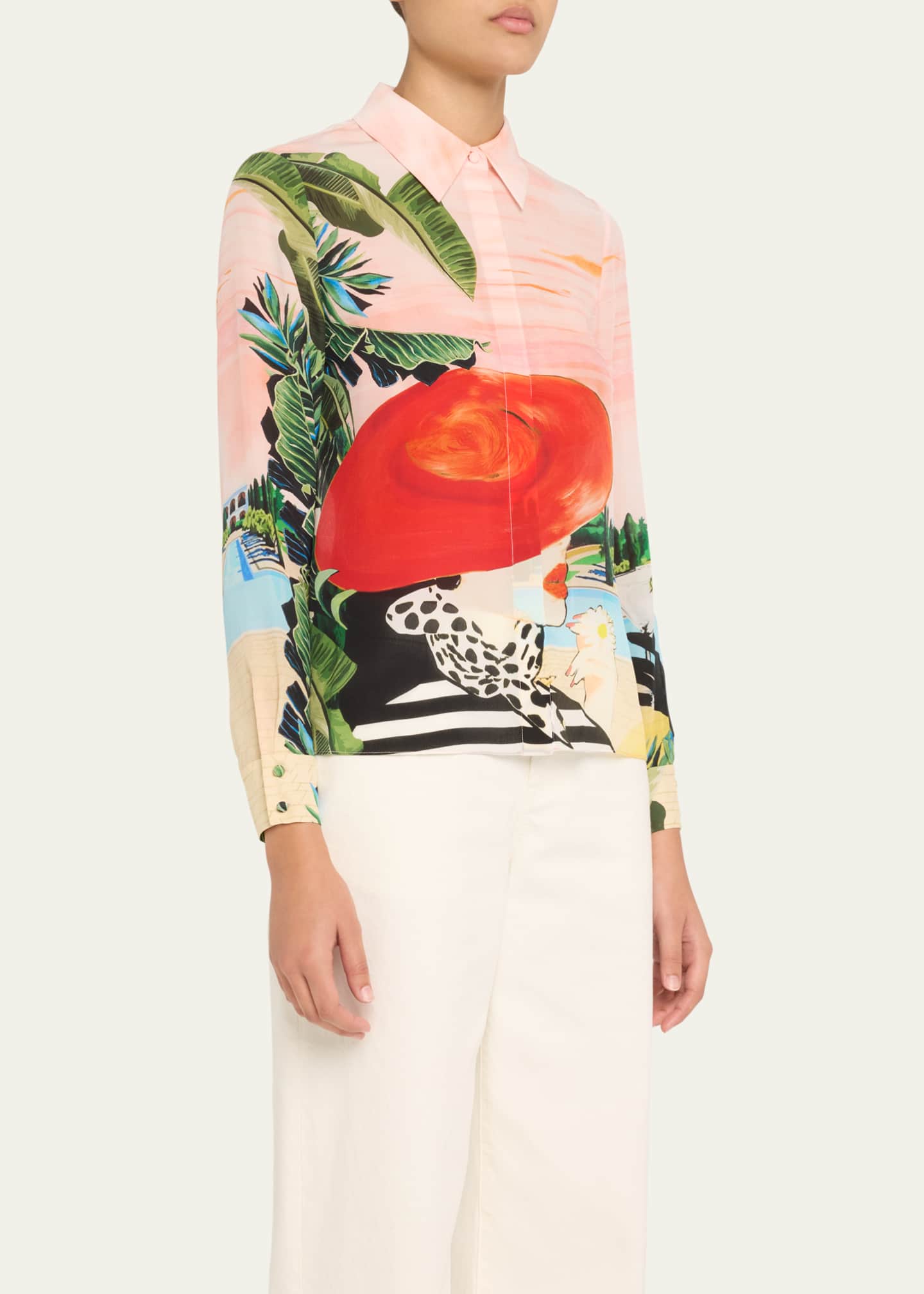 Alice + Olivia Palm Beach Willa Placket Top Image 4 of 5