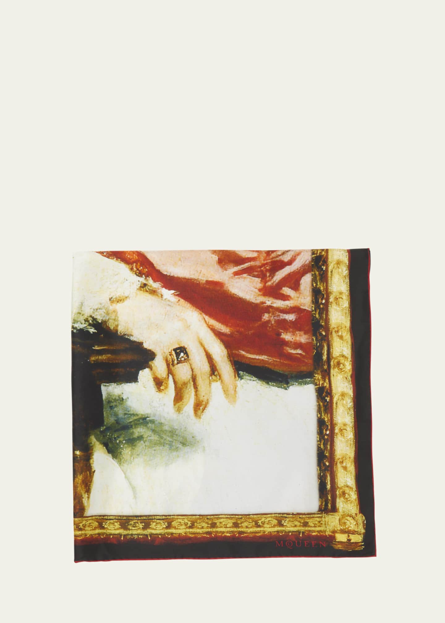 McQueen Portrait Logo-Print Silk Scarf Image 1 of 2