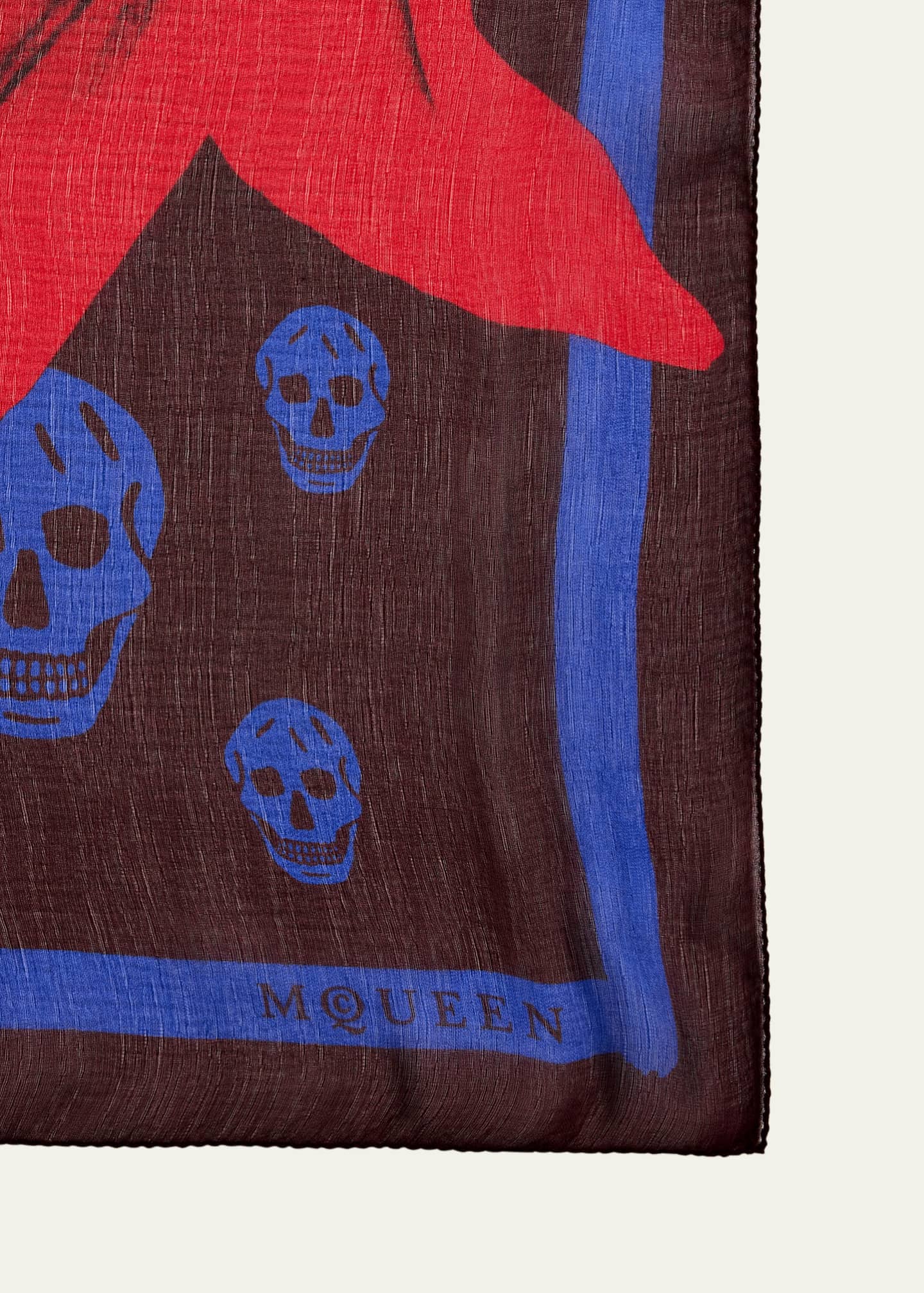 McQueen Classic Skull and Lily Silk Chiffon Scarf Image 4 of 4