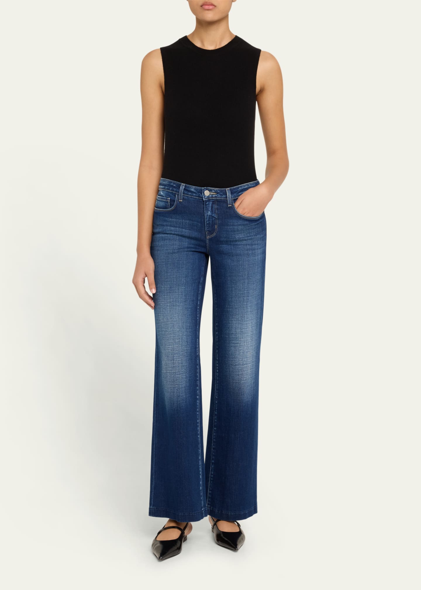L'Agence Joanne Low-Rise Wide-Leg Jeans Image 2 of 5