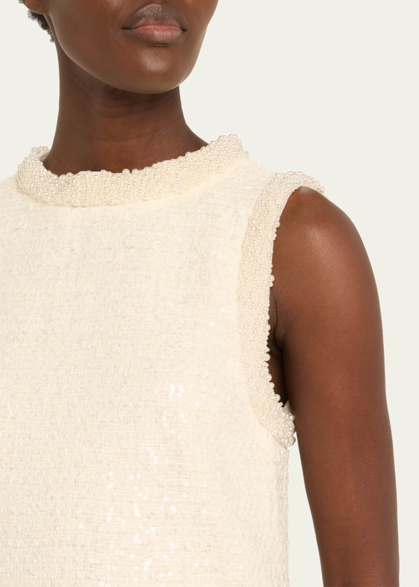 Boucle Pearly-Trim Mini Dress - Thumbnail 5